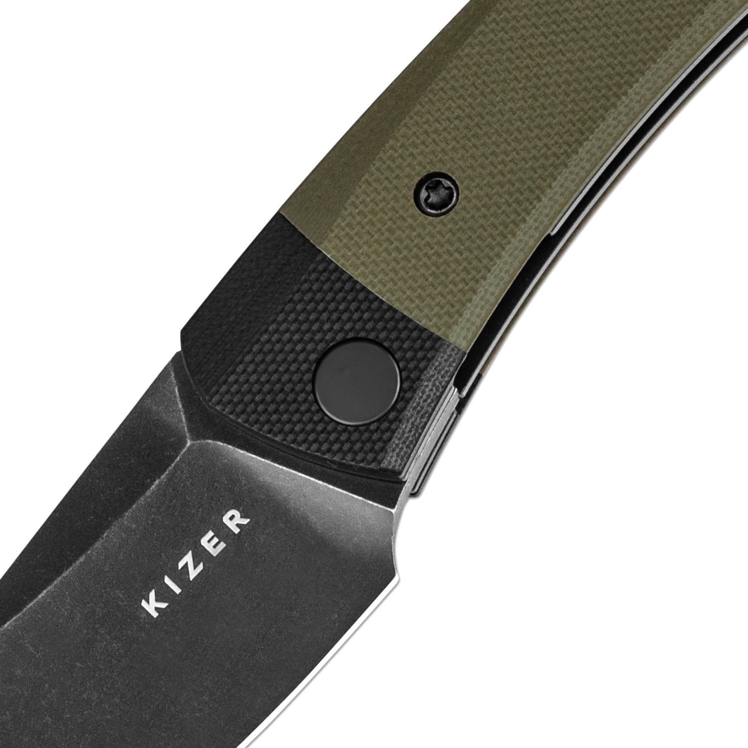 Mini Momo | D2 | Black G10+Olive Green G10 | KizerV™ 3663M2