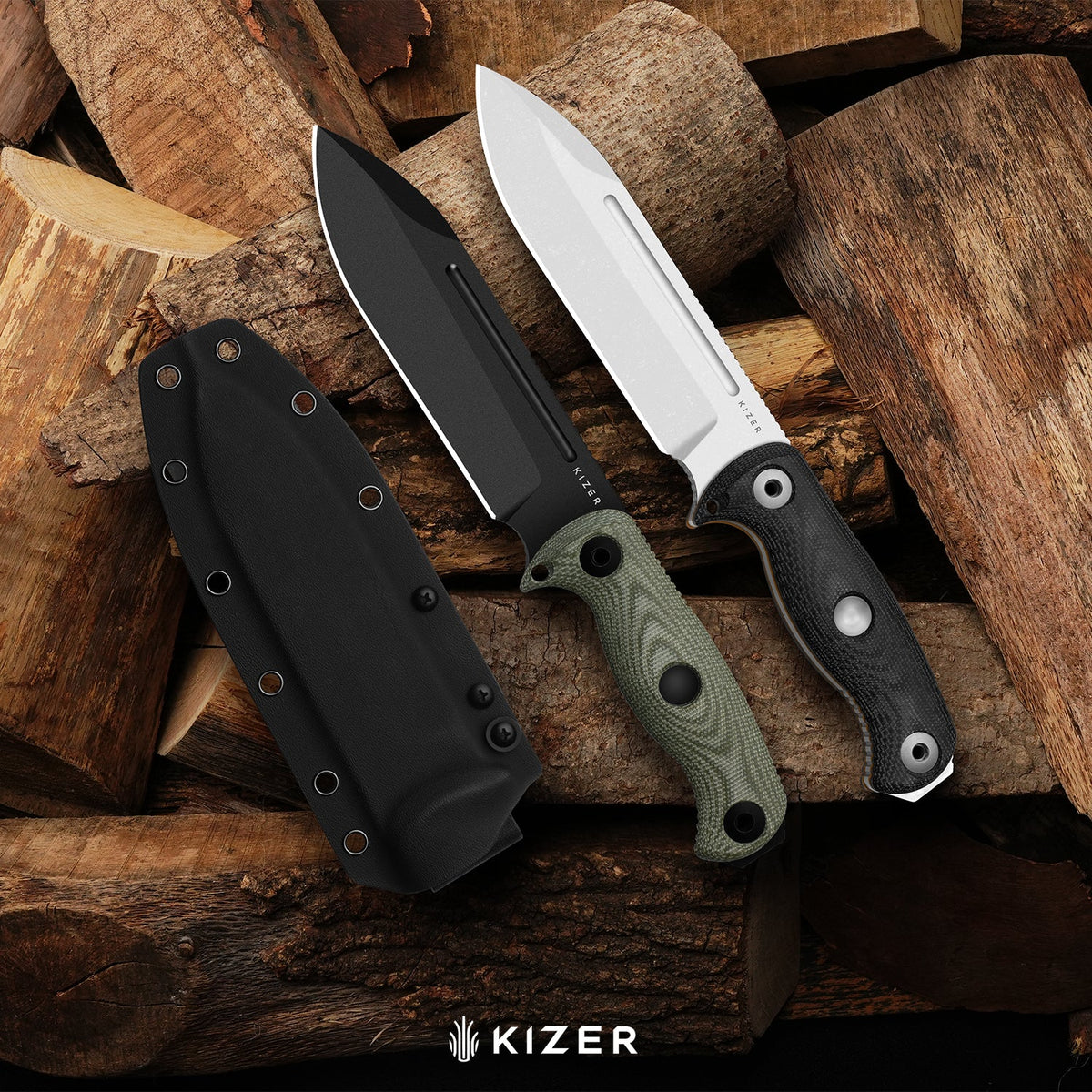 Drop Bear Fix 7 HexShox™ | AEB-L + Stonewashed | Micarta & Orange TPV | Drop Point | KizerV™ 1103HSD1