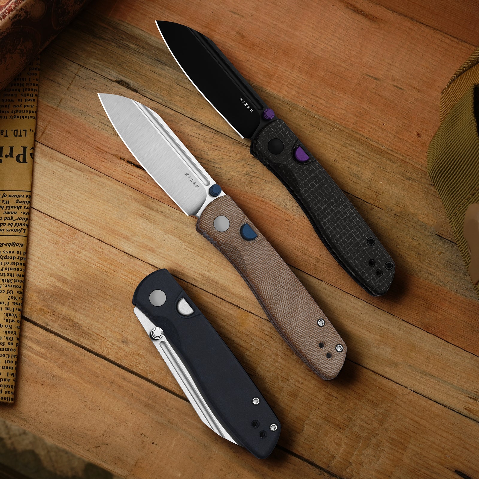 Renissance | Kizer Button Liner Lock™ | Richlite | N690 Satin | KizerV™ 3698A3