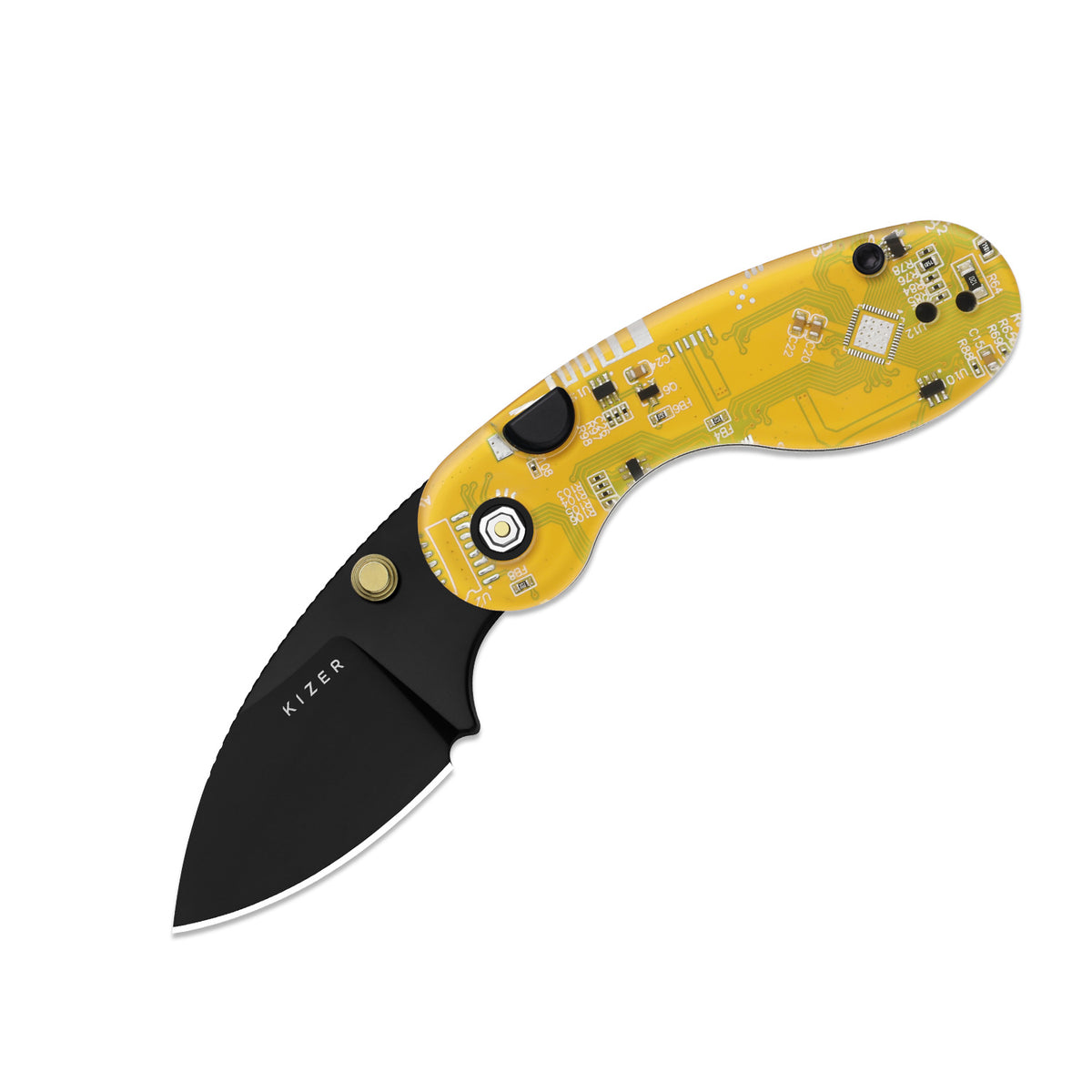 Microbe PCB | Kizer Button Liner Lock™ | CPM Rex45 | Resin & PCB | Black PVD Coating | KizerB™ 2742BDA3