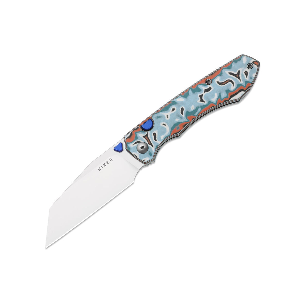 Wharning | Wharncliffe | Kizer Button Liner Lock™ | N690 | vortex pattern micarta | KizerV™ 3738BW4