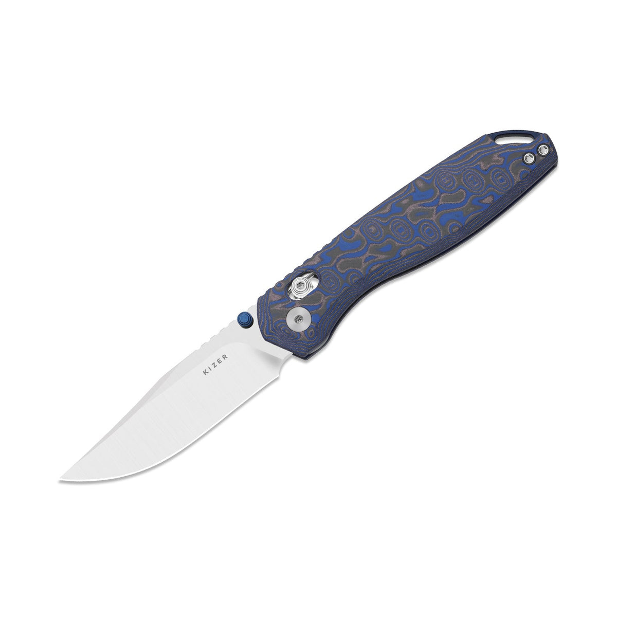 Findo | Clip Point | Kizer Clutch Lock™ | AEB-L + Satin | vortex pattern micarta | KizerV™ 3743CC2