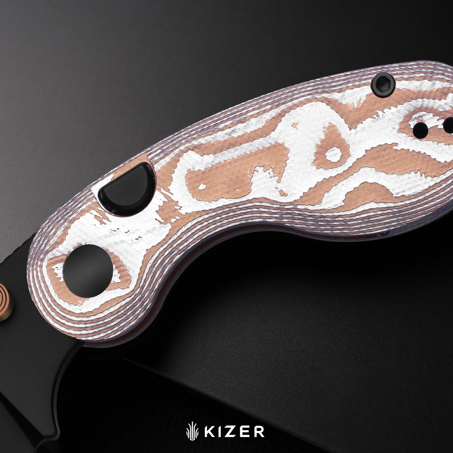Microbe™ | 5Th Pocket Knife | Kizer Button Liner Lock™ | Aluminum Foil G10 Handle | KizerV™ 2742A11