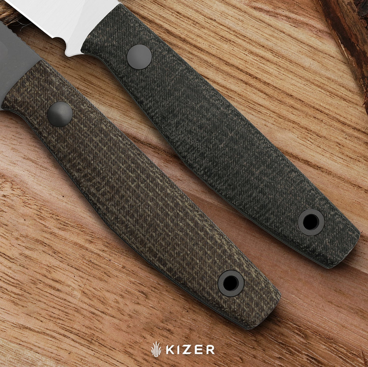 Dingo | Modified Drop Point | AEB-L | Micarta | Gray PVD Coating & Stonewashed | KizerV™ 1121A1