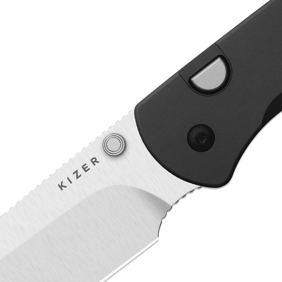 Drop Bear 292 AirTi | Kizer Button Liner Lock™ | M390 + Satin | Gray Milled Aluminum | KizerB™ 3619.292BD2