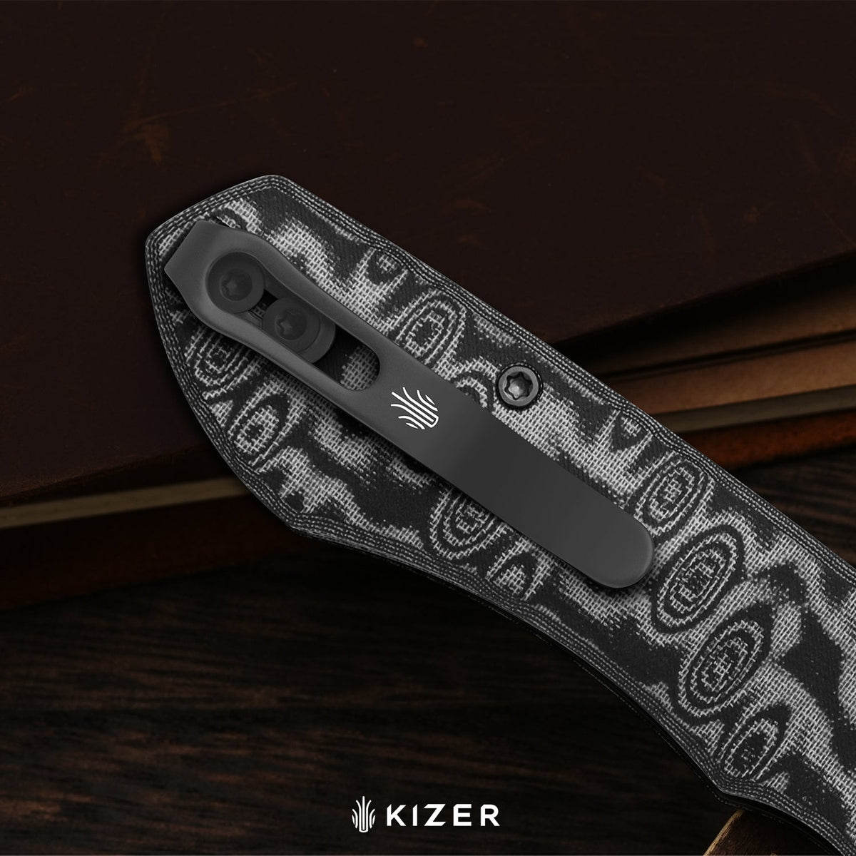 Wharning | Wharncliffe | Kizer Button Liner Lock™ | N690 | Micarta | KizerV™ 3738BW1