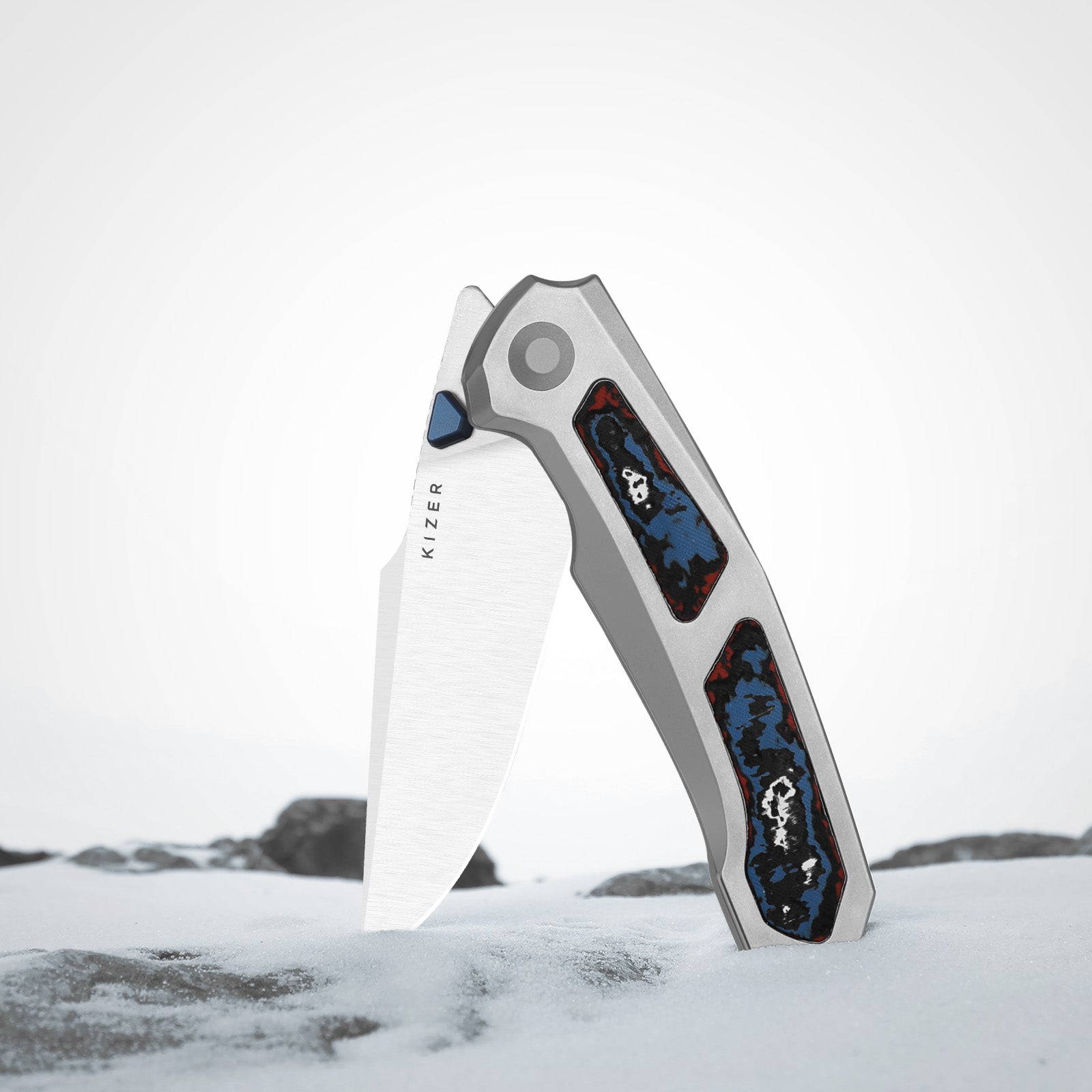 Feweed XL | S90V | Harpoon Blade | Titanium & Fat Carbon Nebula | KizerB™ 4694A2