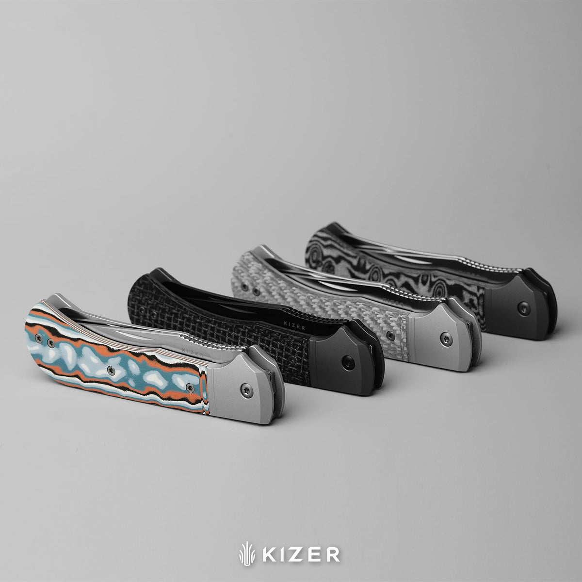 Trestle TP AirTi | BD1N Dual-Blade Clip Point & Spey Point | KStop™ 105° Half-Stop Trapper | Aluminum & Micarta | KizerB™ 3761TPA3