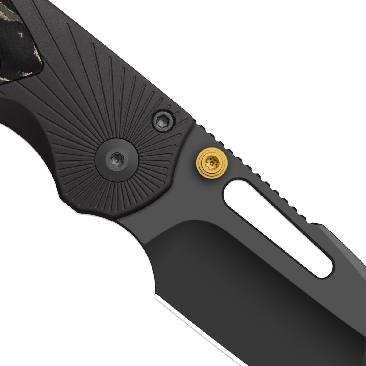 Durandal | Kizer Button Liner Lock™ | Aluminum &  Fatcarbon® Camo Gold  | S35VN + Gunmetal Gray PVD Coating | KizerB™ 3765BD2