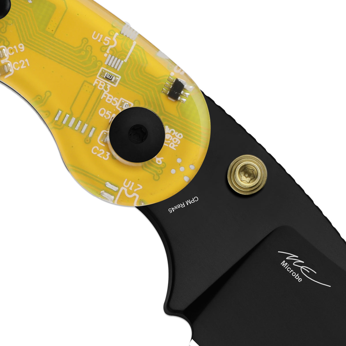 Microbe PCB | Kizer Button Liner Lock™ | CPM Rex45 | Resin & PCB | Black PVD Coating | KizerB™ 2742BDA3