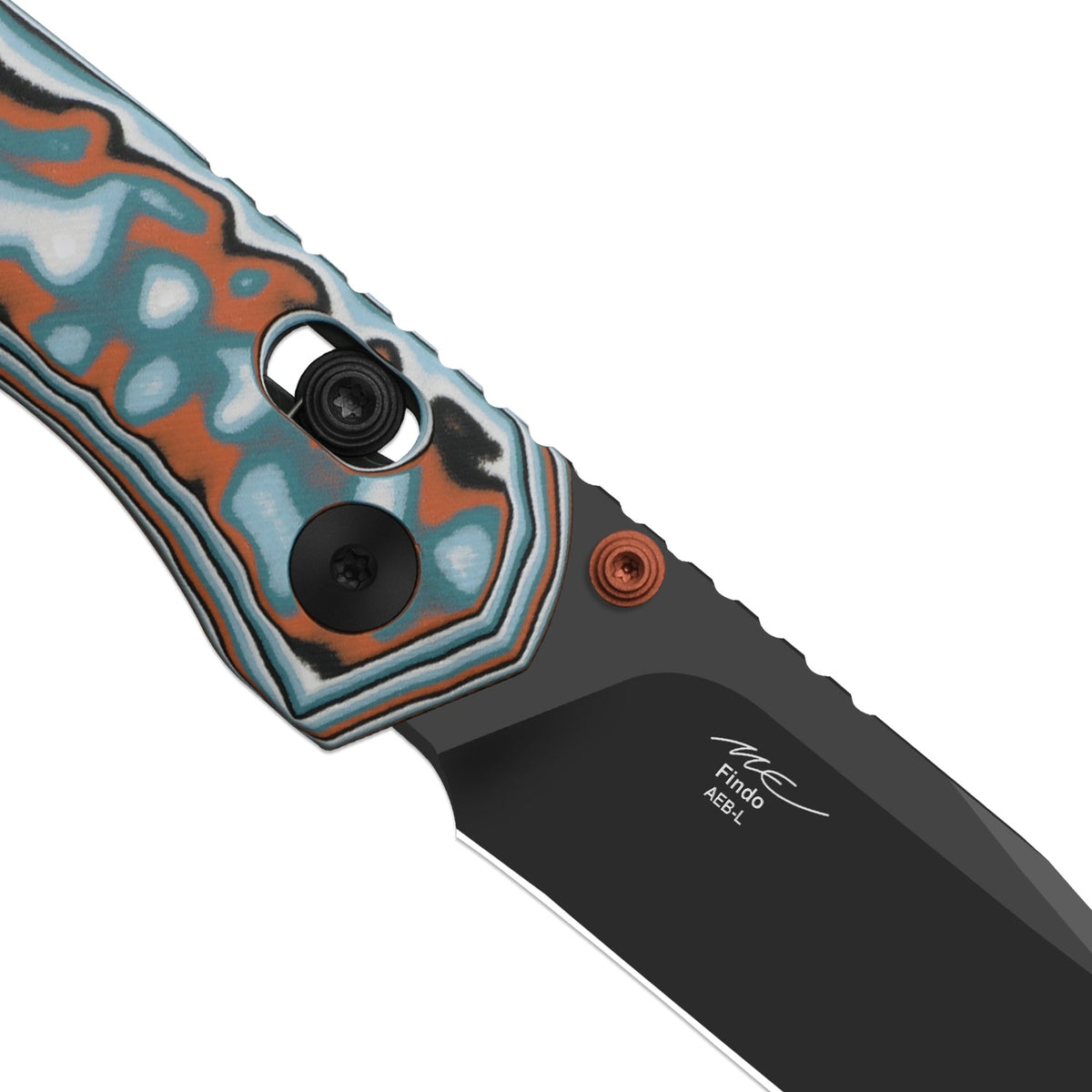 Findo | Clip Point | Kizer Clutch Lock™ | AEB-L + Black PVD Coating | vortex pattern micarta | KizerV™ 3743CC1