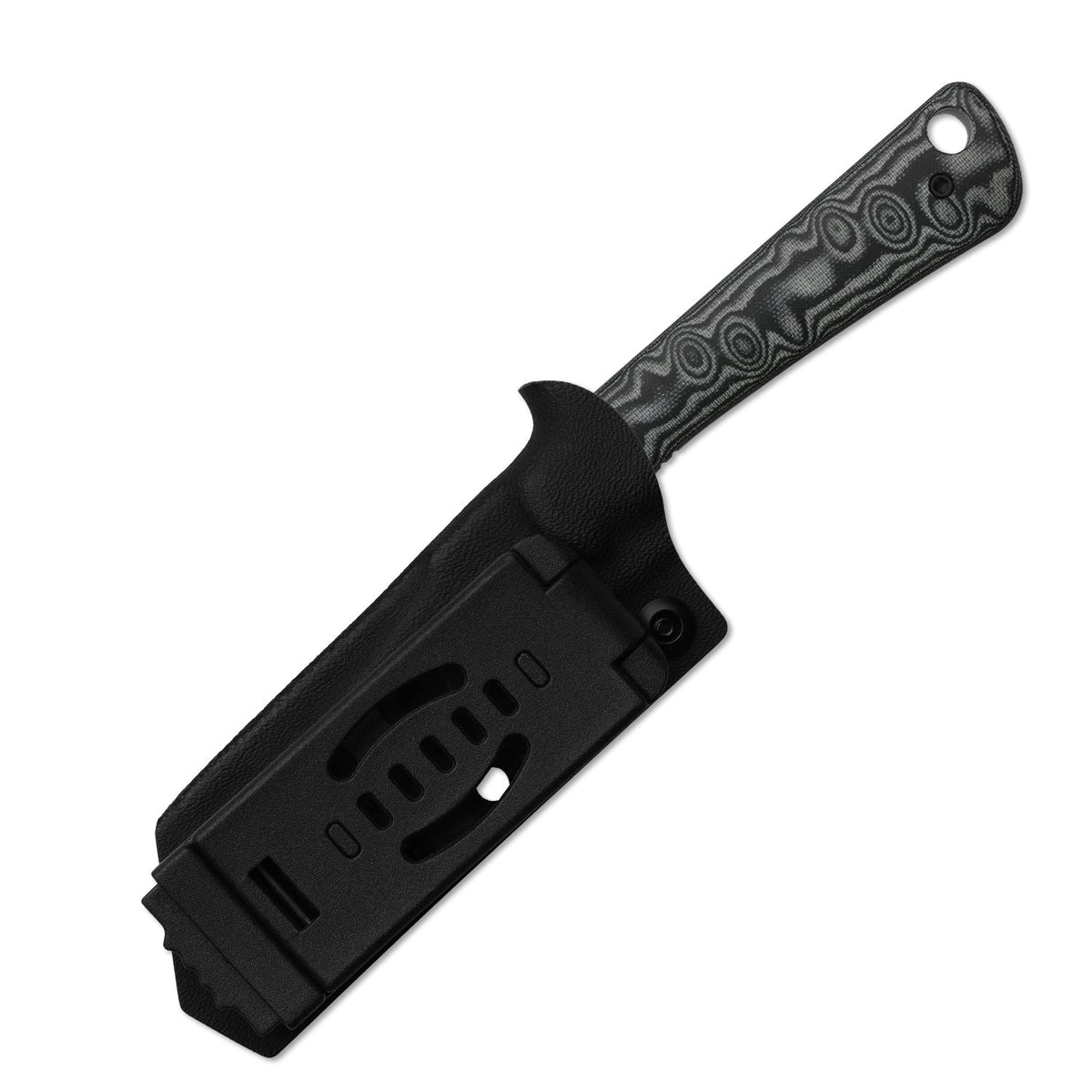 MiCrow | Wharncliffe | AEB-L | vortex pattern micarta | Gray PVD Coating & Stonewashed | KizerV™ 1139A3