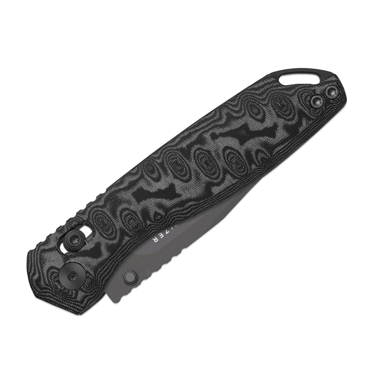 Findo | Clip Point | Kizer Clutch Lock™ | AEB-L + Gray PVD Coating & Stonewashed | vortex pattern micarta | KizerV™ 3743CC3