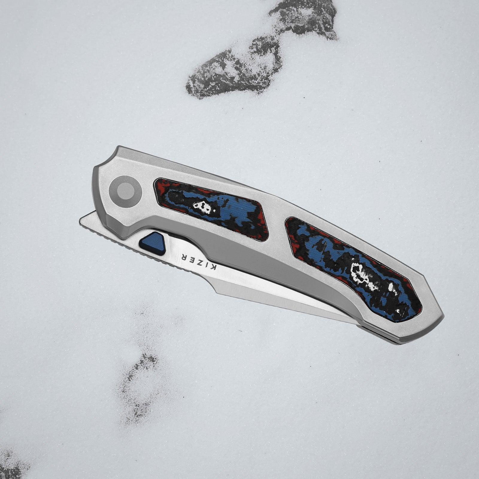 Feweed XL | S90V | Harpoon Blade | Titanium & Fat Carbon Nebula | KizerB™ 4694A2