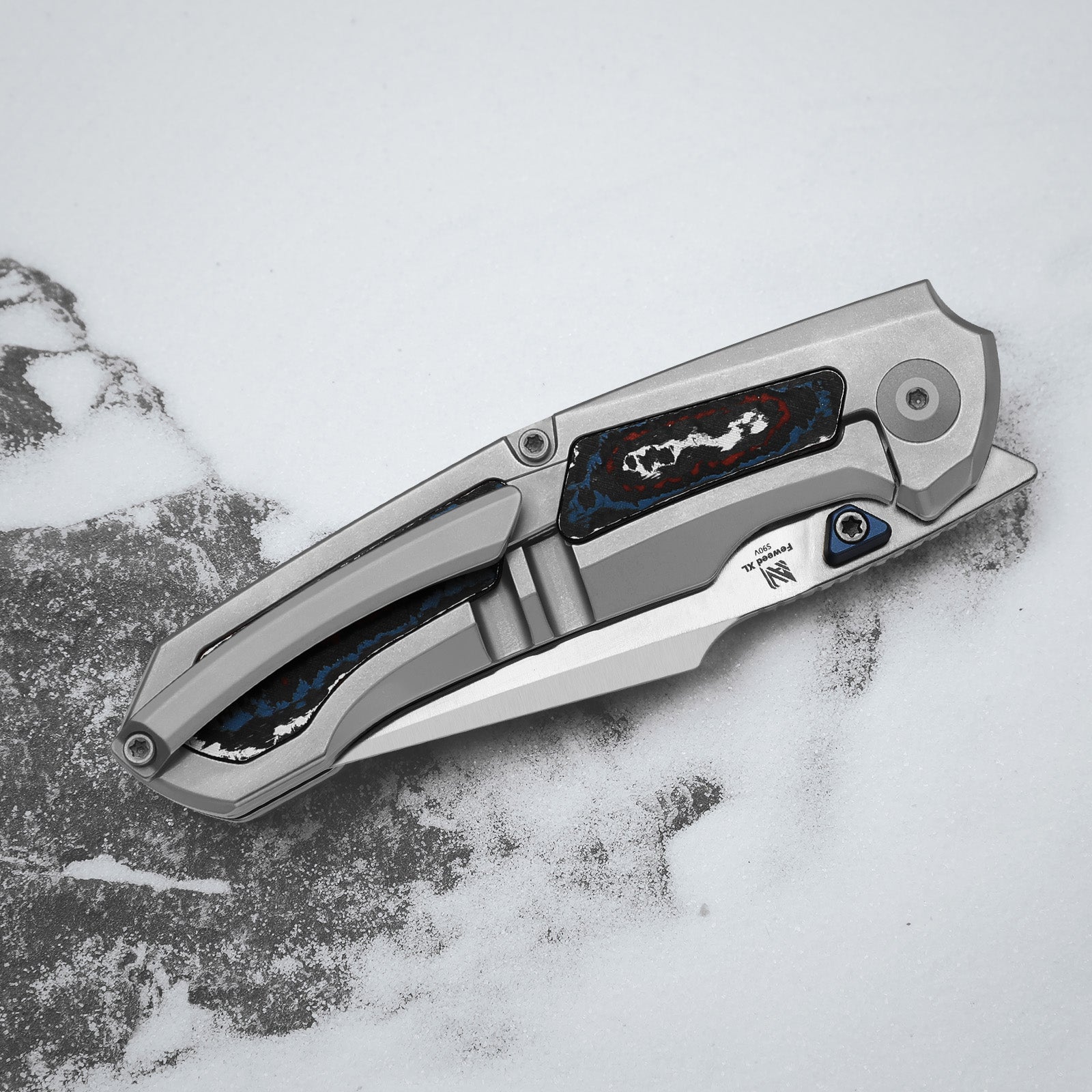 Feweed XL | S90V | Harpoon Blade | Titanium & Fat Carbon Nebula | KizerB™ 4694A2
