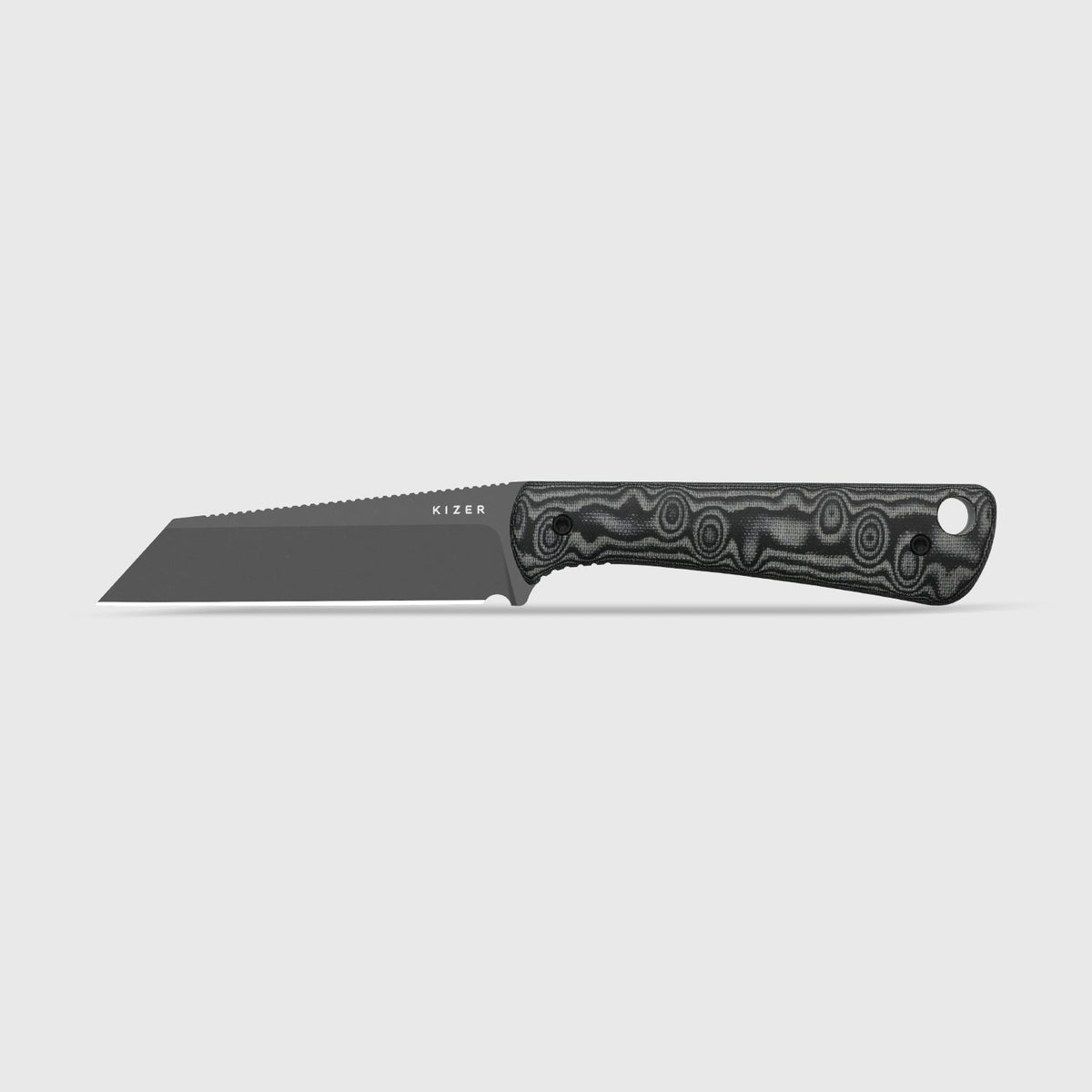 MiCrow | Wharncliffe | AEB-L | vortex pattern micarta | Gray PVD Coating & Stonewashed | KizerV™ 1139A3