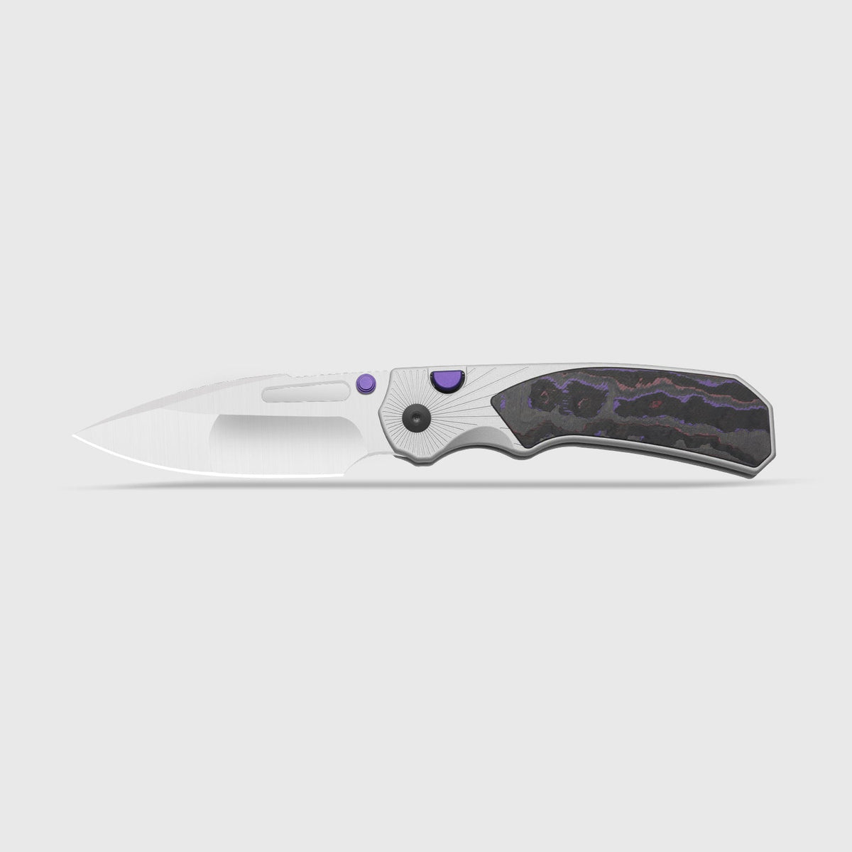 Durandal | Kizer Button Liner Lock™ | Aluminum &  Fatcarbon® Purple Haze  | S35VN + Satin | KizerB™ 3765BD3