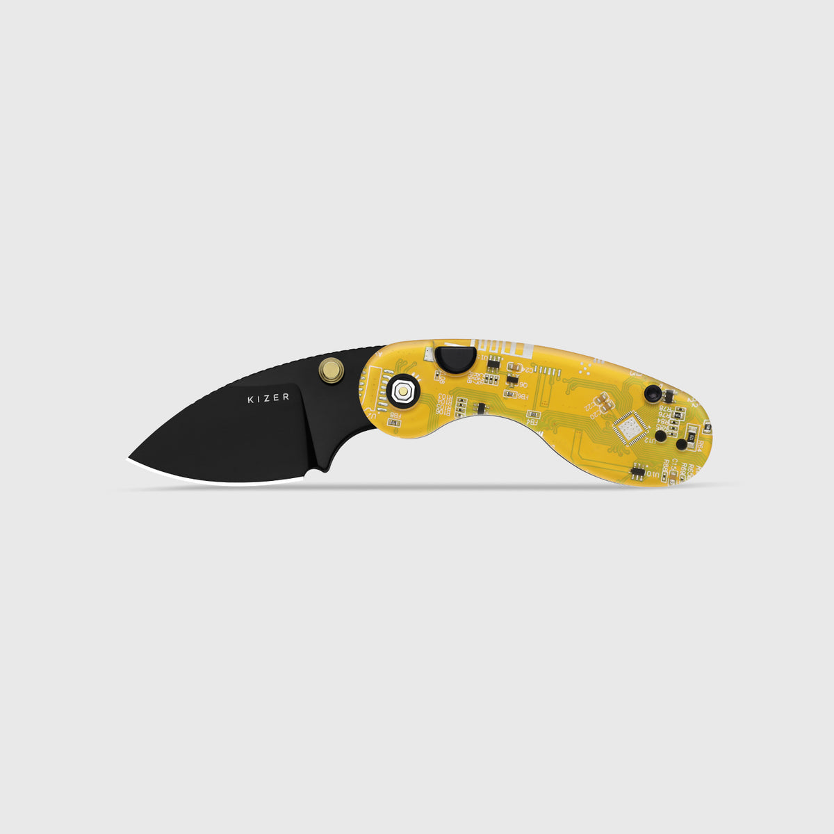 Microbe PCB | Kizer Button Liner Lock™ | CPM Rex45 | Resin & PCB | Black PVD Coating | KizerB™ 2742BDA3
