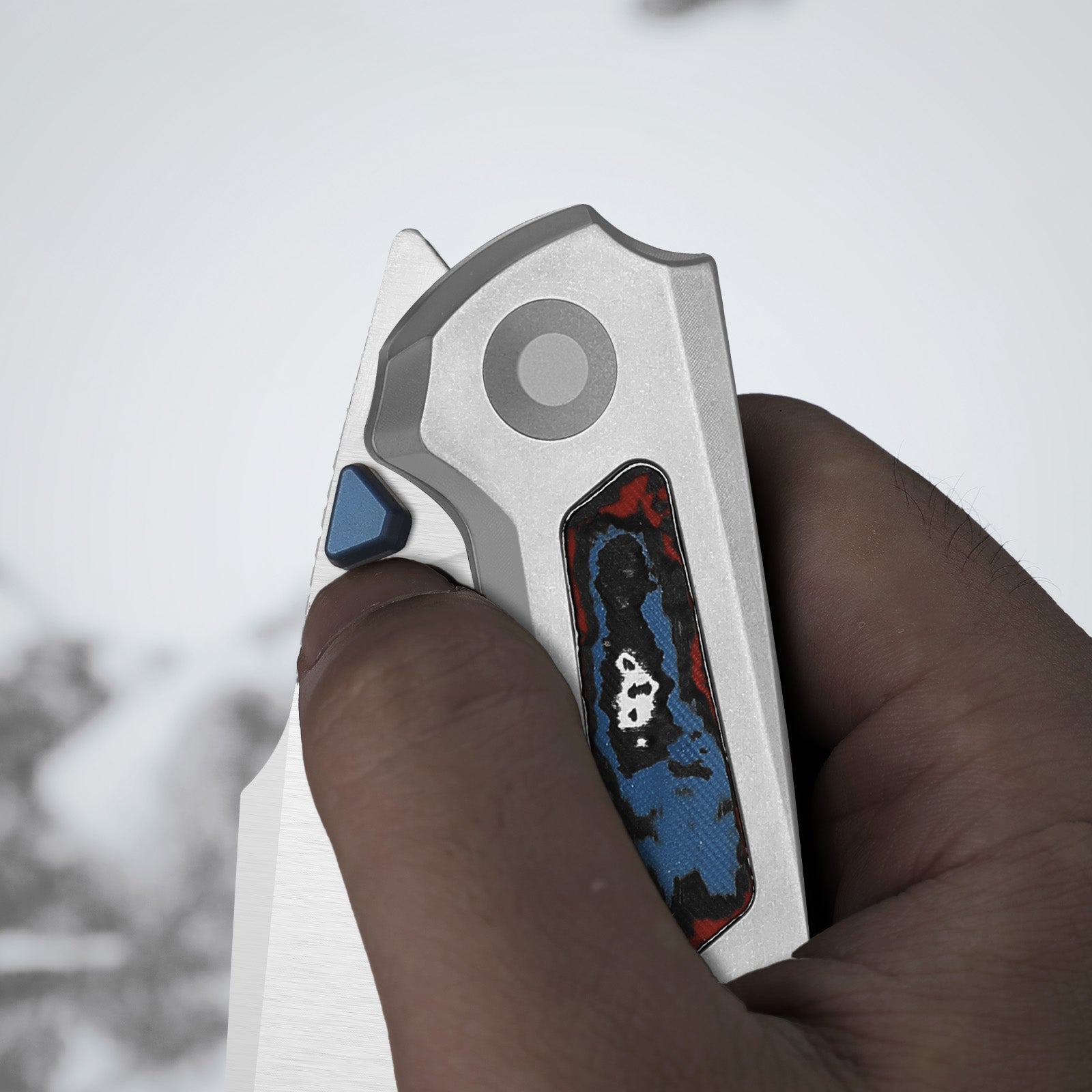 Feweed XL | S90V | Harpoon Blade | Titanium & Fat Carbon Nebula | KizerB™ 4694A2
