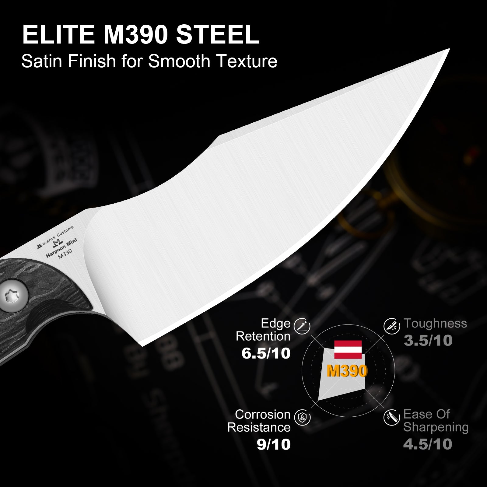 Mini Harpoon | M390 | Carbon Fiber | KizerB™ 1040S8