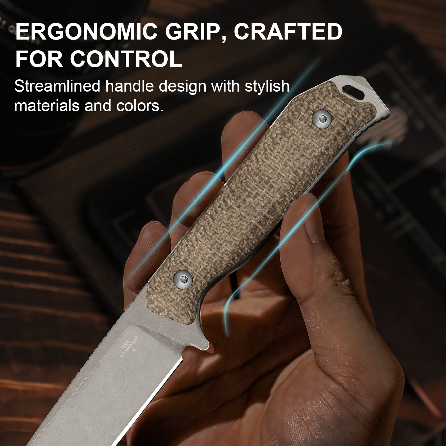 Begleiter® Fix | 3V+Hollow Grind | Burlap Micarta | Hollow Grind | KizerV™ 1045MD1