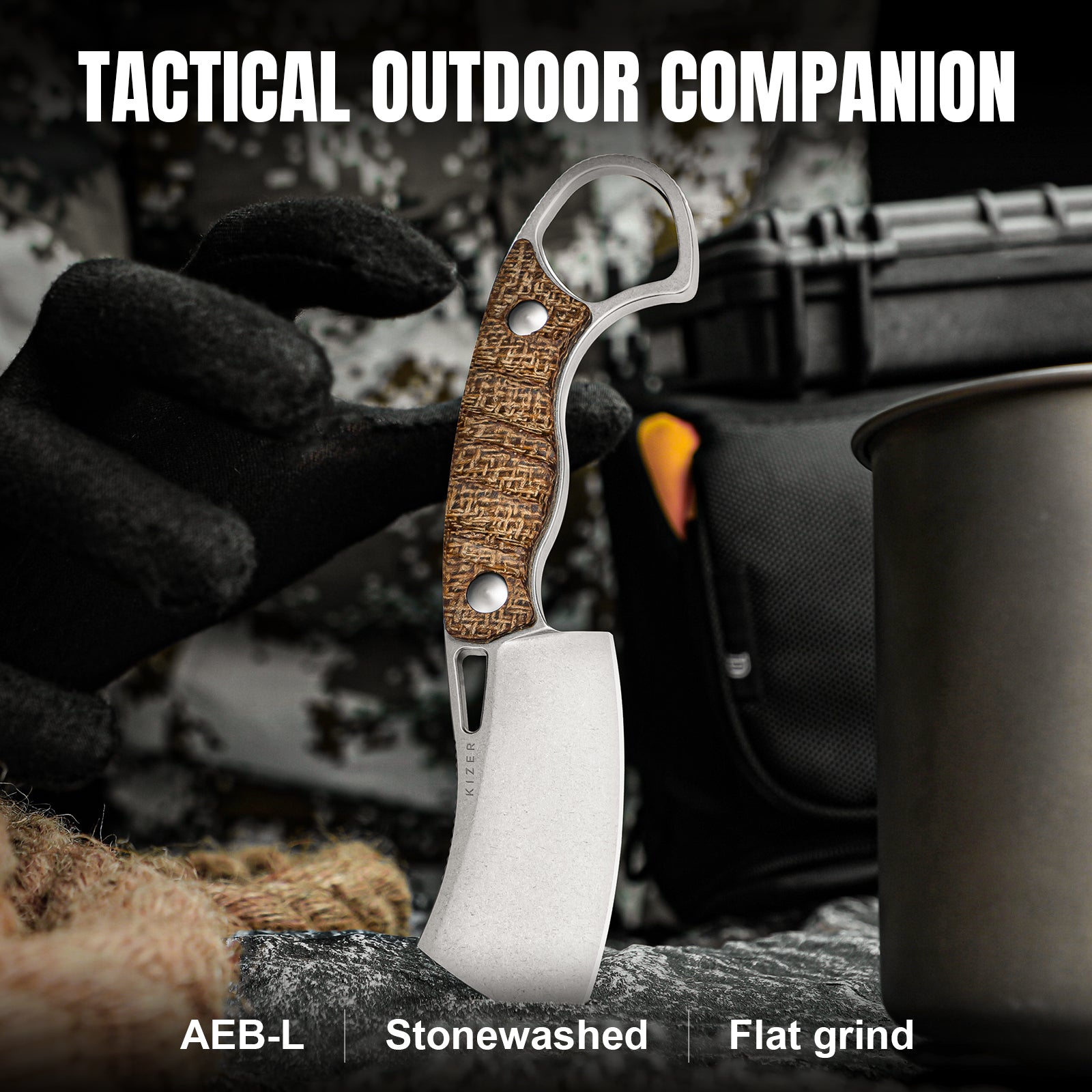 Little Rhino | AEB-L | Burlap Micarta | 1065A4