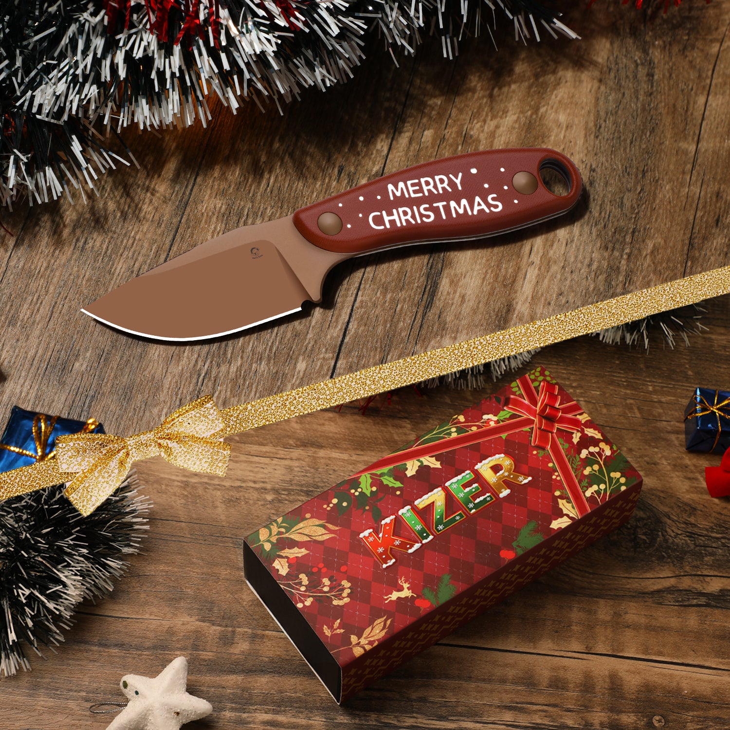 Christmas HARE 3.1 inch D2 Micarta & G10 1077MC1 Limited-Kizer