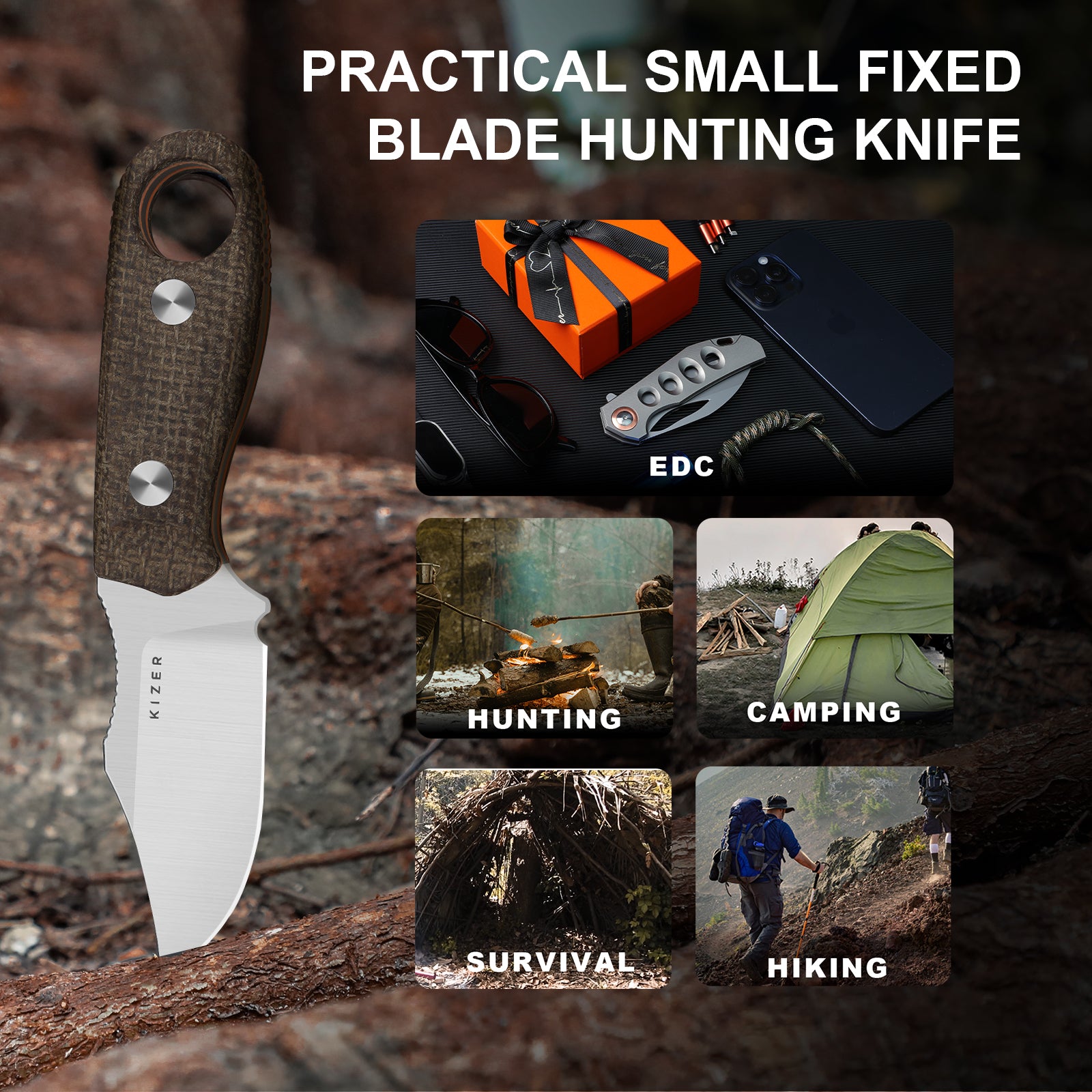 Beaver 2 - 2.75 inch AEB-L Micarta & G10 1078A4-Kizer