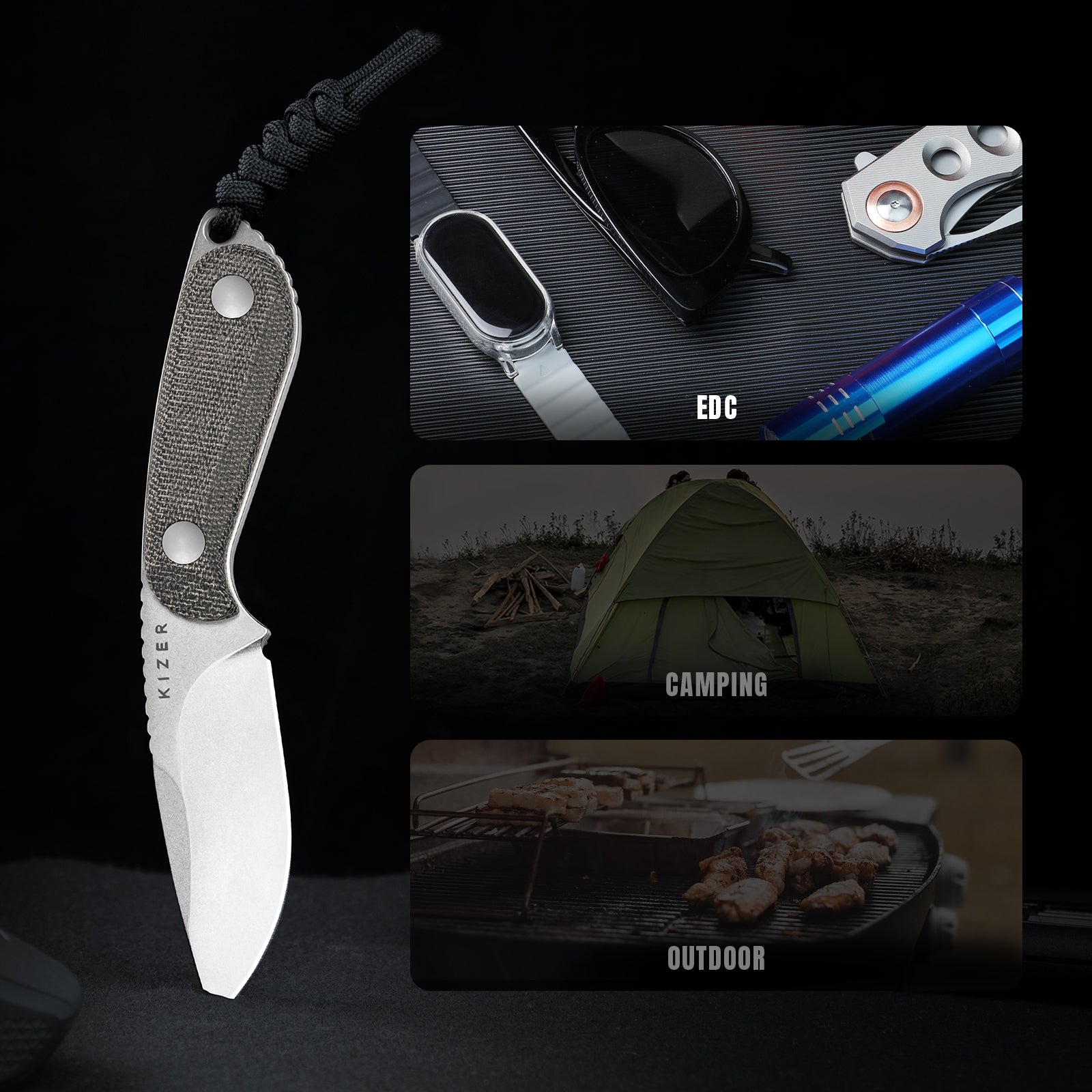 BUDDY 3.0 inch 14C28N Micarta 1081A8-Kizer