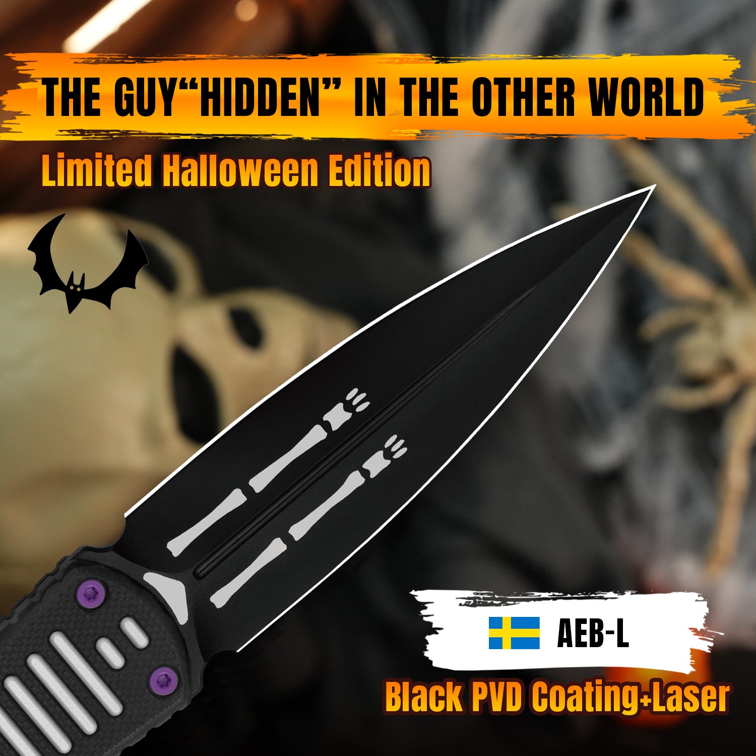 Halloween 3.5 Inch Hidden Agenda AEB-L Aluminum & G10 1083HW1