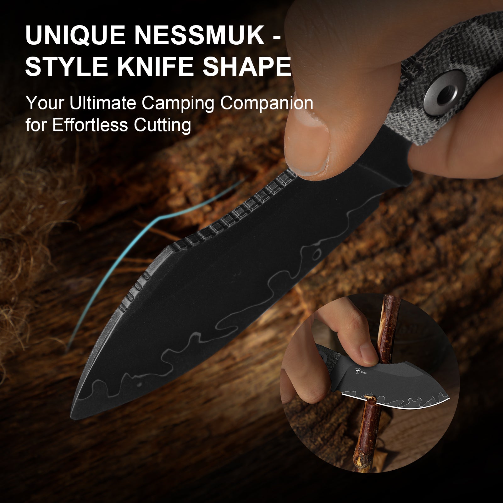 Rook | 3-layer Composite Steel | Norplex UltreX Micarta | Fixed Blade | 1090A2