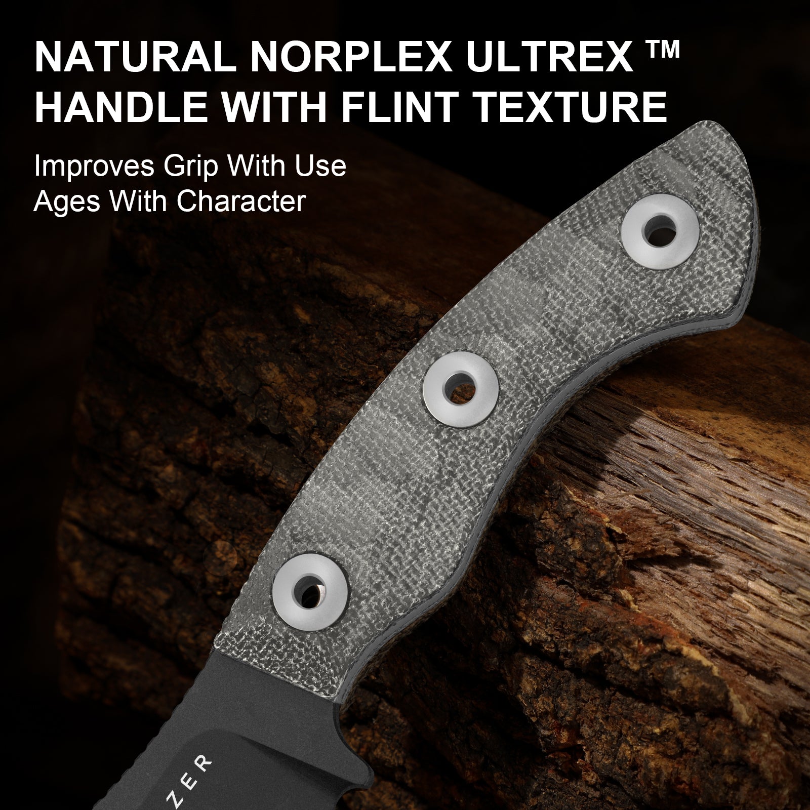 Rook | 3-layer Composite Steel | Norplex UltreX Micarta | Fixed Blade | 1090A2