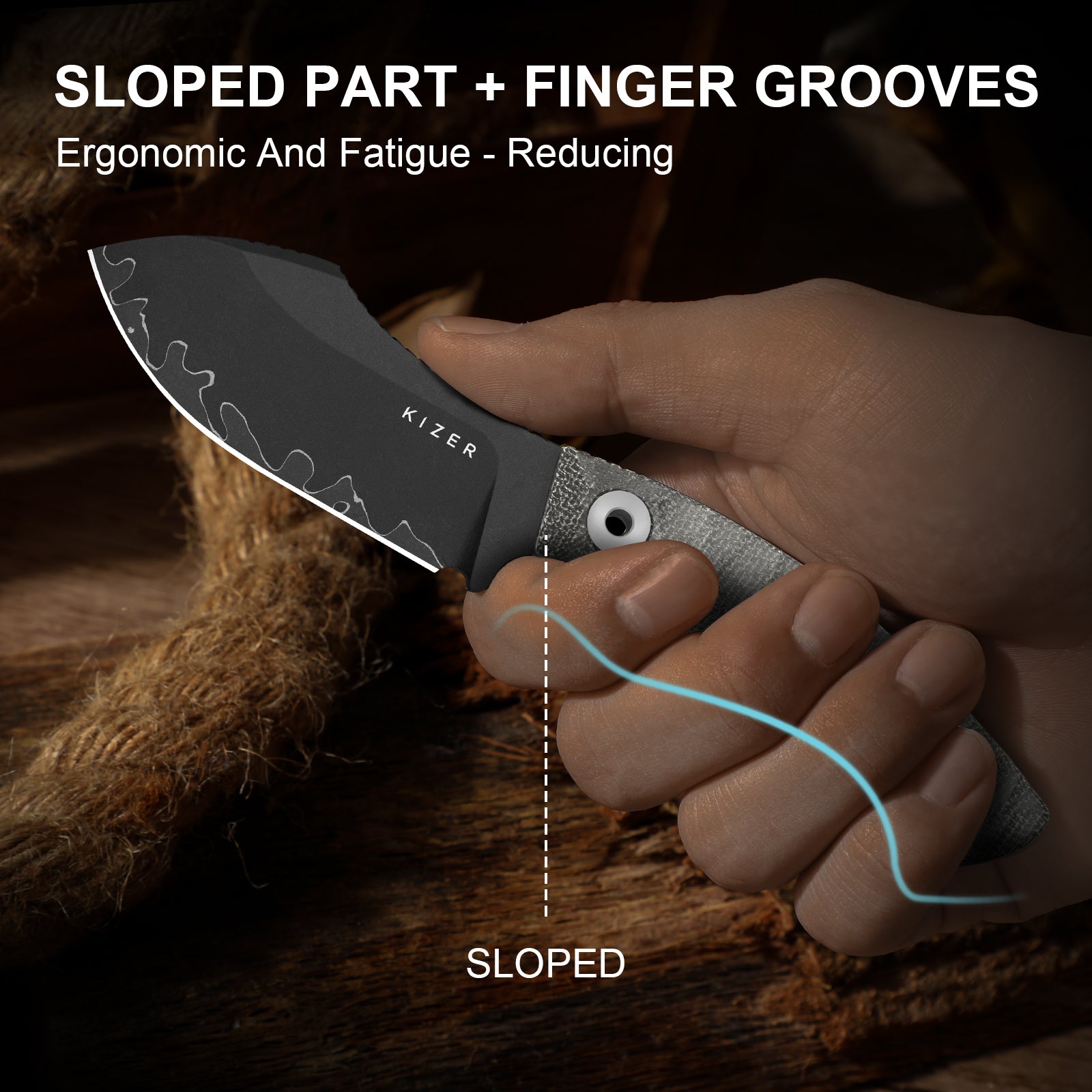 Rook | 3-layer Composite Steel | Norplex UltreX Micarta | Fixed Blade | 1090A2