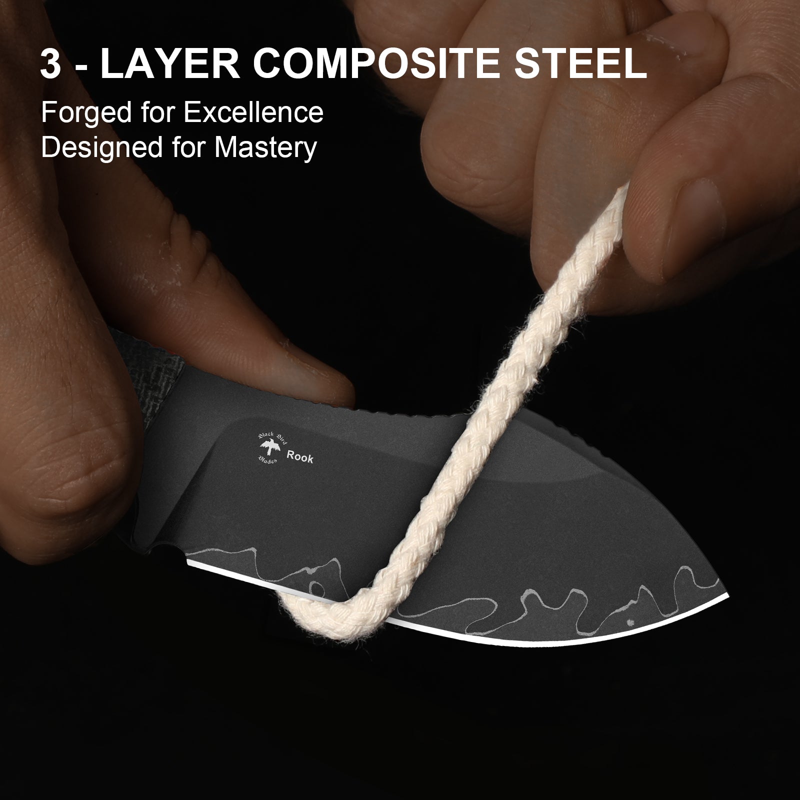 Rook | 3-layer Composite Steel | Norplex UltreX Micarta | Fixed Blade | 1090A2