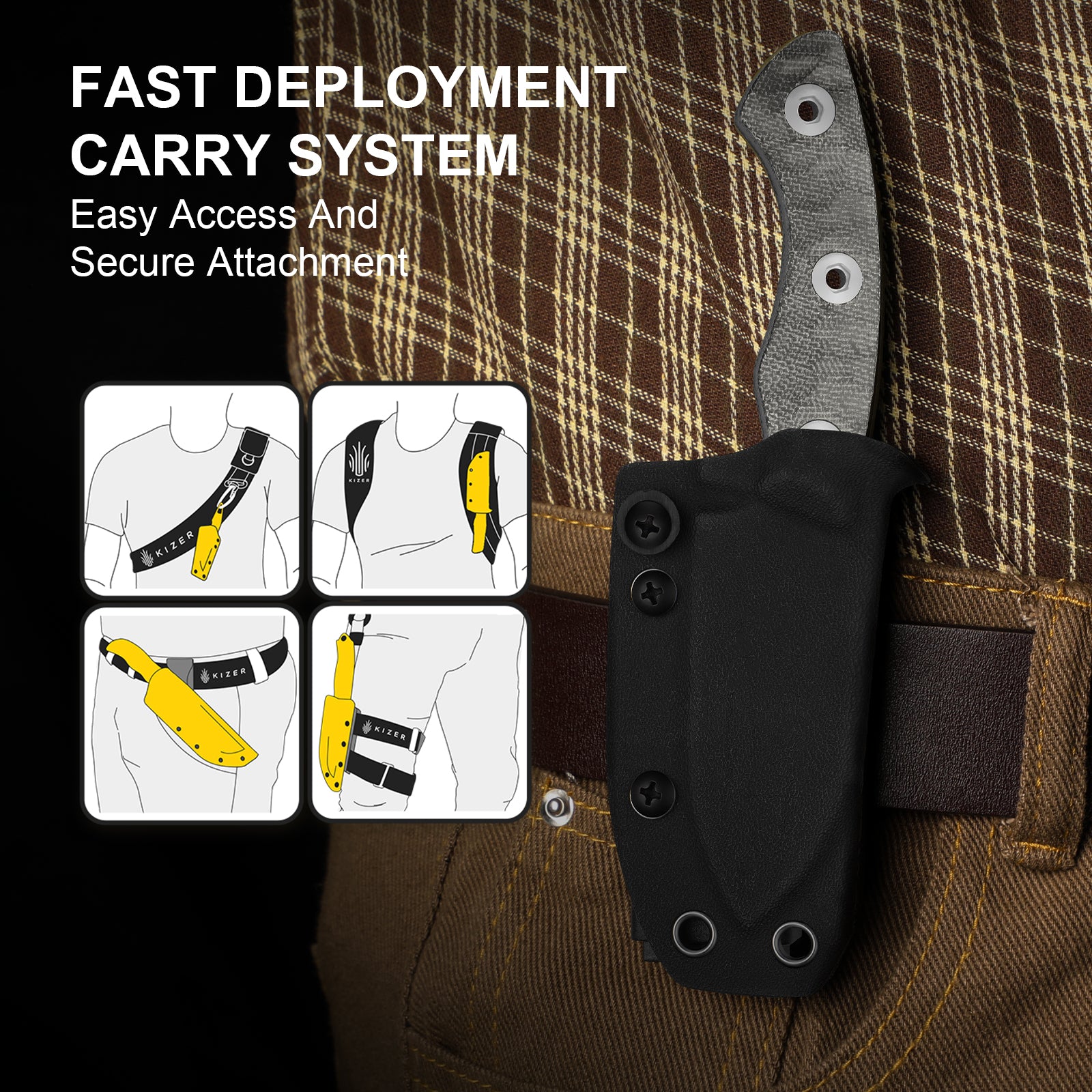 Rook | 3-layer Composite Steel | Norplex UltreX Micarta | Fixed Blade | 1090A2