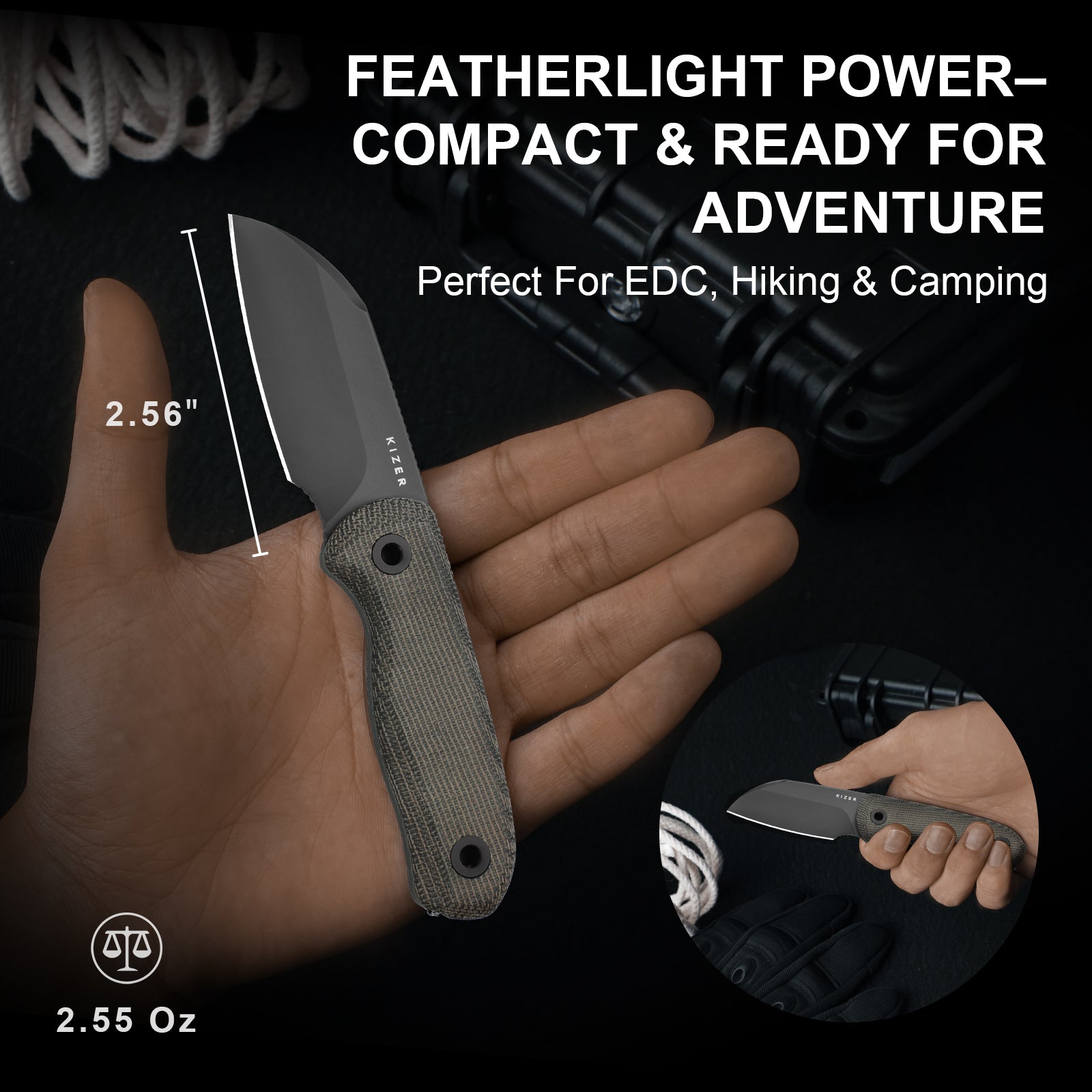 Drop Bear® Fix | Ultra DLC Matte | Norplex UltreX™ Micarta | S45VN | KizerV™ 1093A3