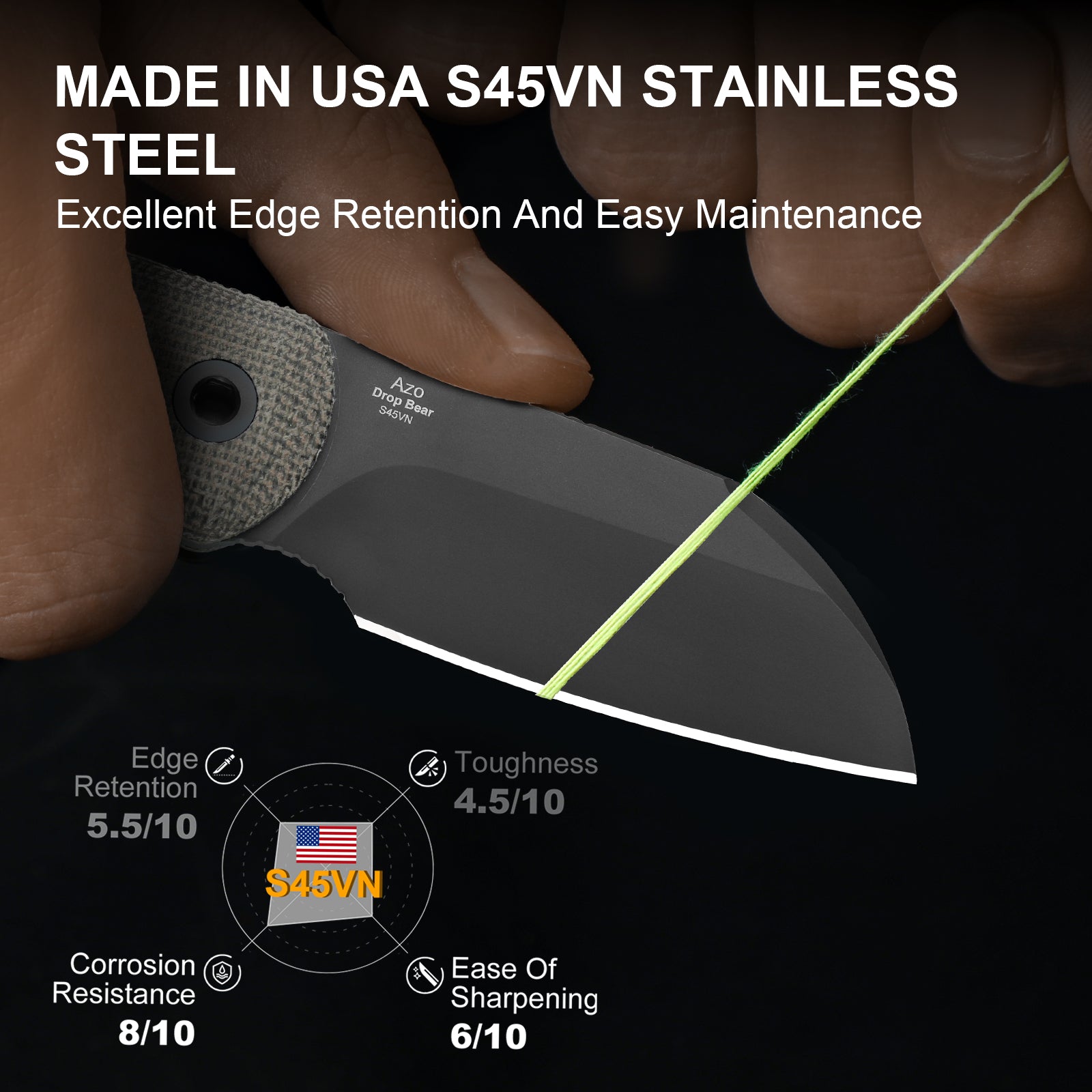 Drop Bear® Fix | Ultra DLC Matte | Norplex UltreX™ Micarta | S45VN | KizerV™ 1093A3