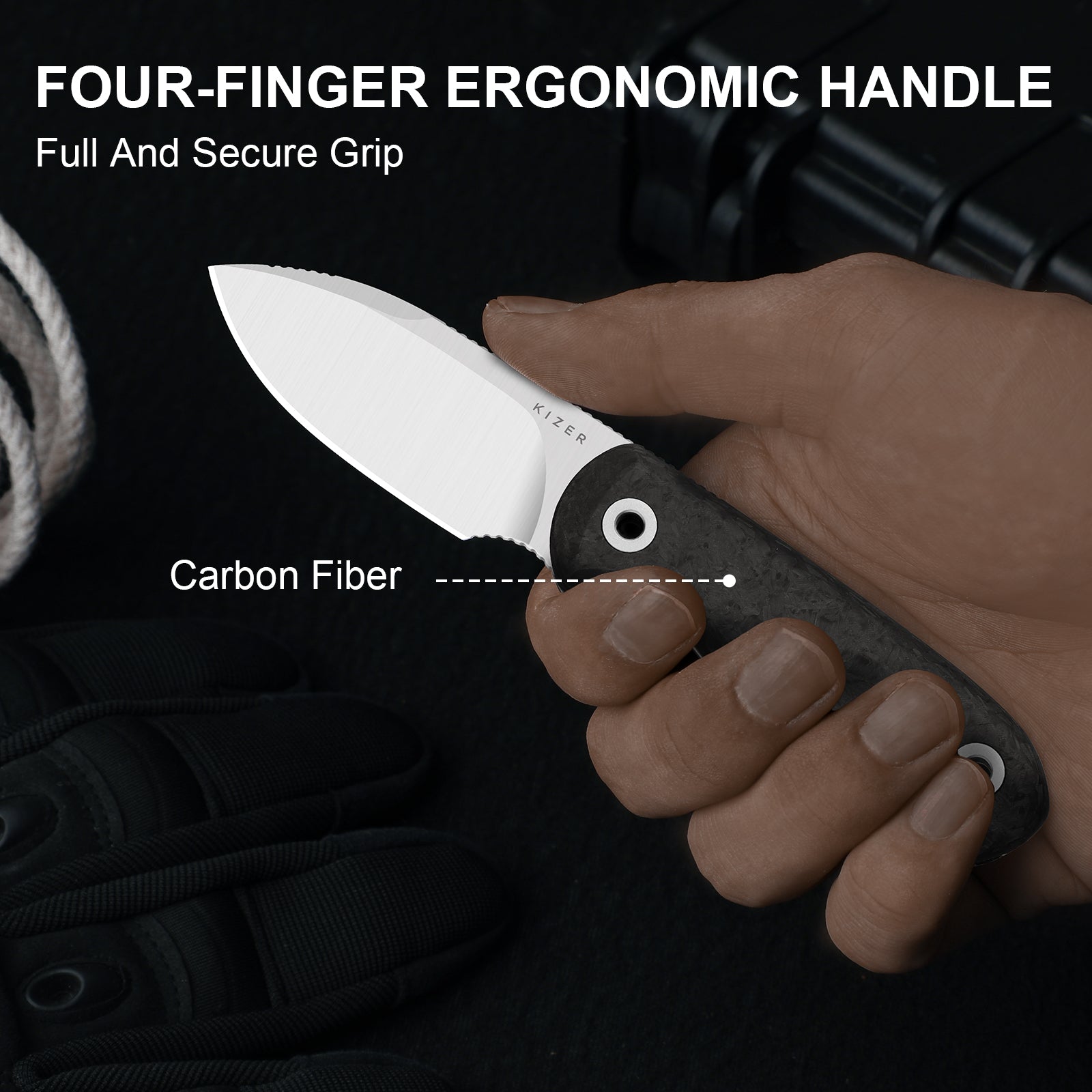 Drop Bear® Fix | M390 | Carbon Fiber | KizerV™ 1094A3