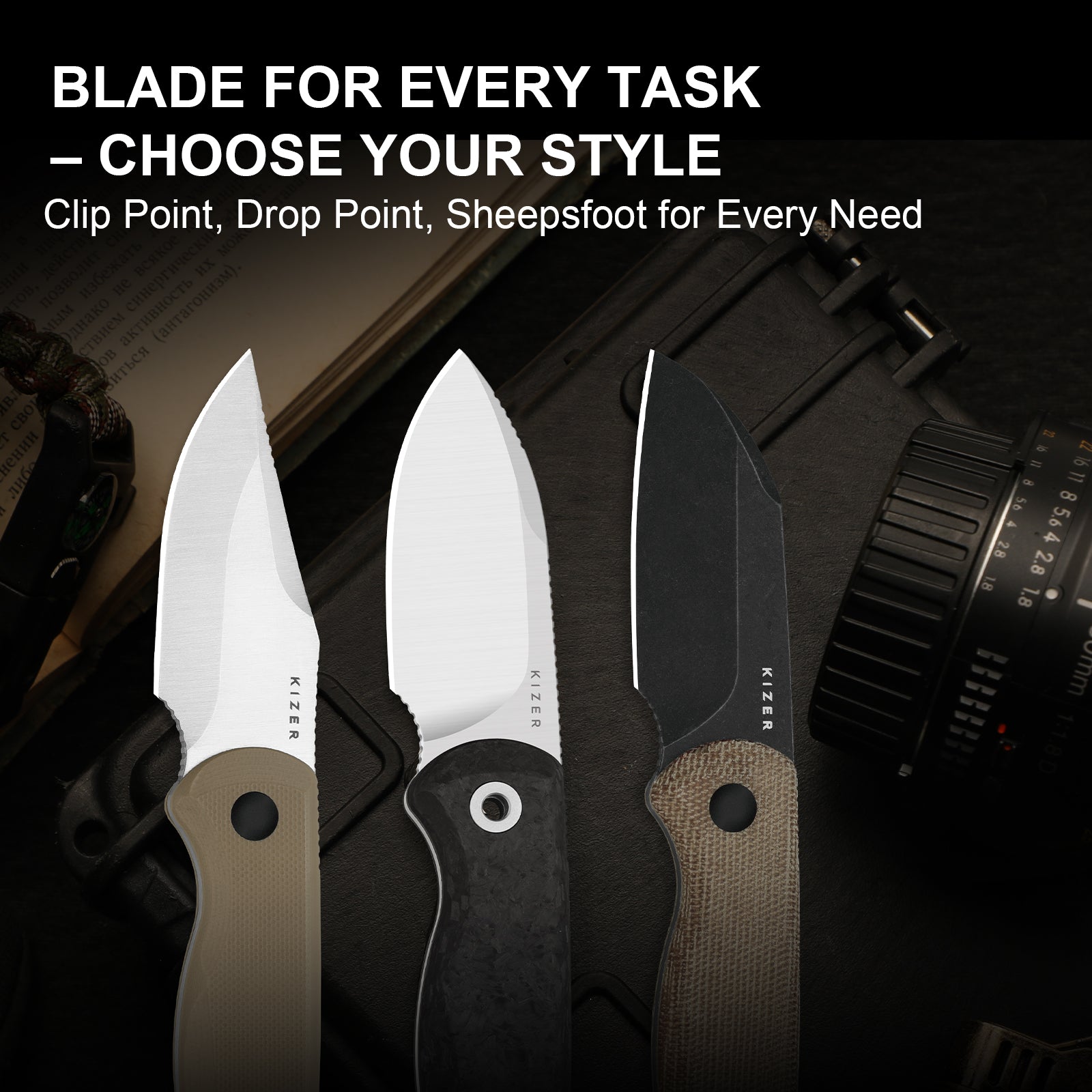 Drop Bear Fix 2.6 inch M390 Carbon Fiber 1094A3-Kizer