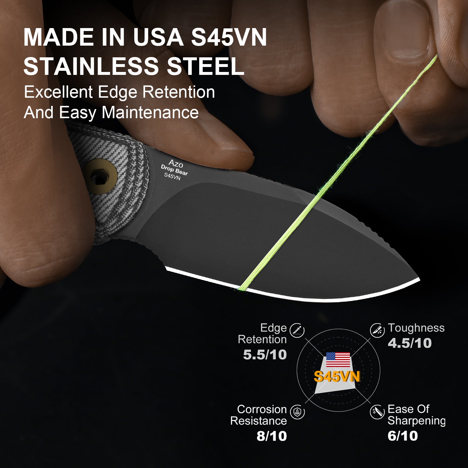 Drop Bear Fix 2.6 inch S45VN Micarta 1094A4-Kizer