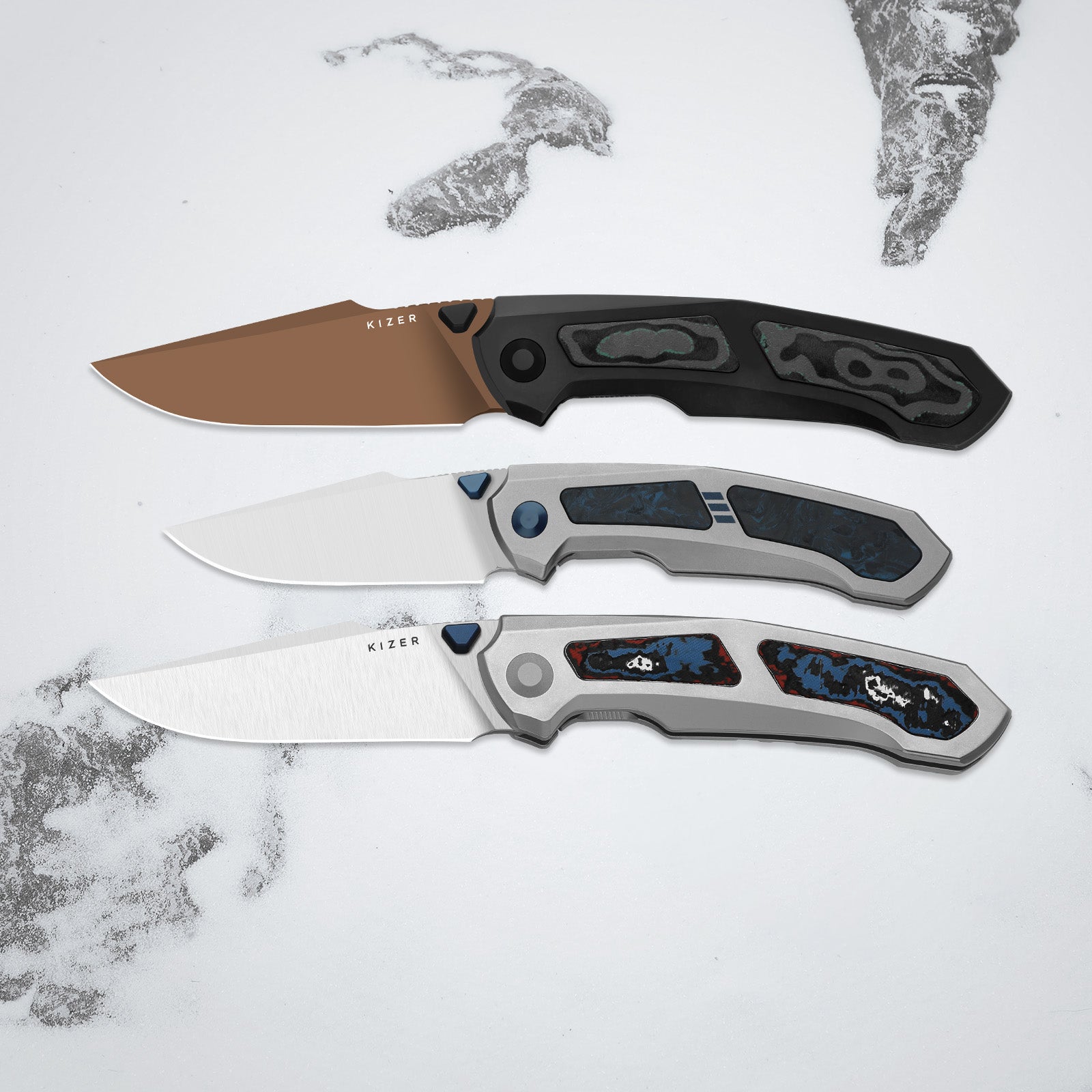 Feweed XL | S90V | Harpoon Blade | Titanium & Fat Carbon Nebula | KizerB™ 4694A2