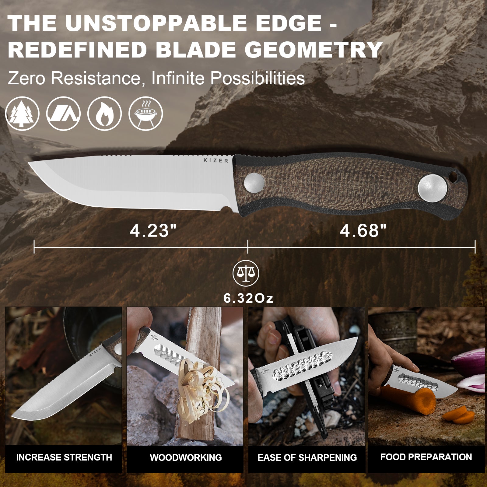 Polaris 4.23 inch AEB-L Burlap Micarta & G10 1100A3-Kizer