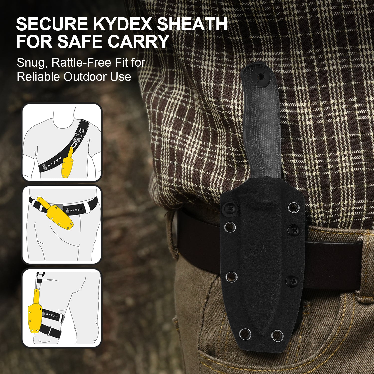 Drop Bear Fix 3 -3.8 inch 1095 Black Micarta 1101A3-Kizer