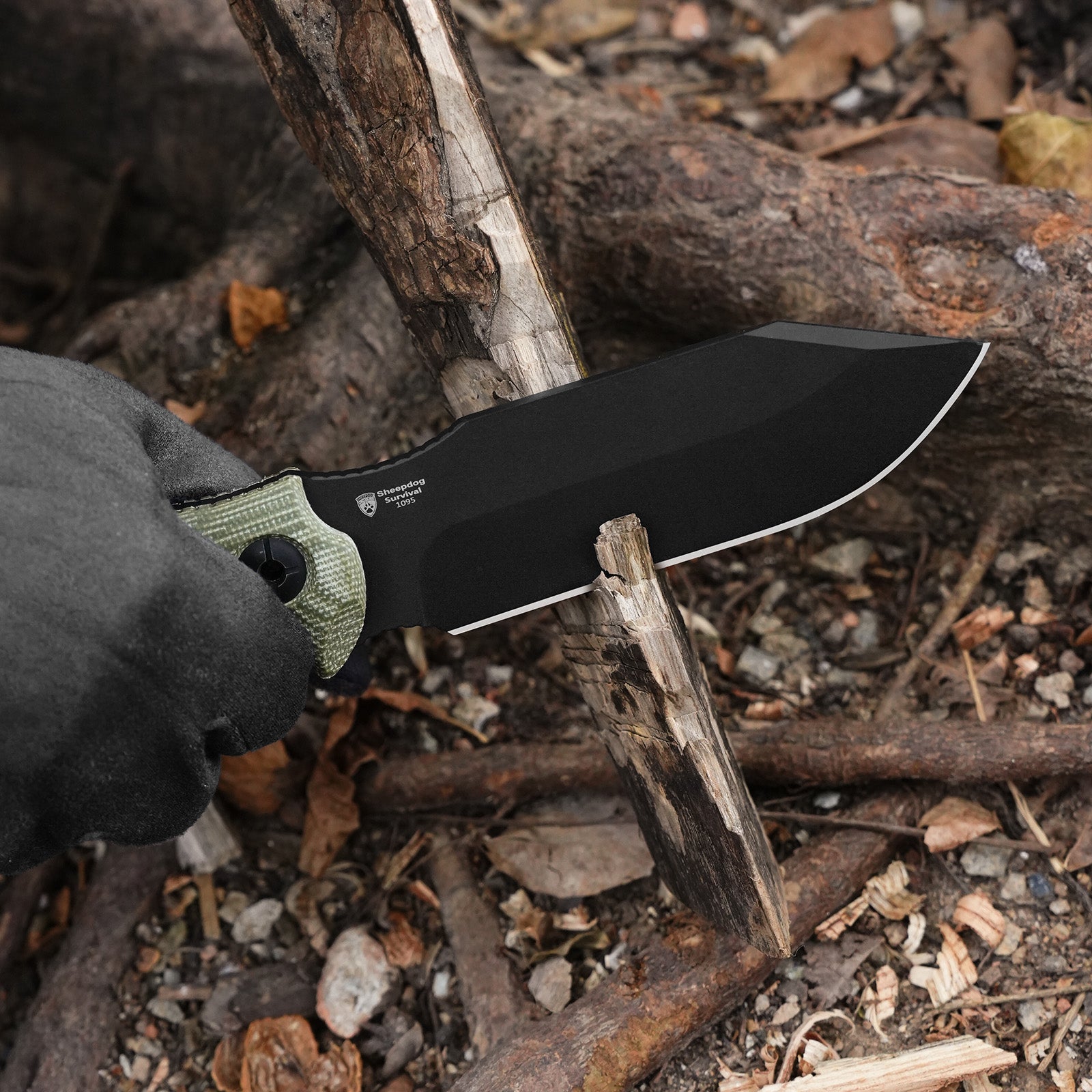 Sheepdog Survival Hammer Pommel · Bow Drill Divot Black G10 - Kizer