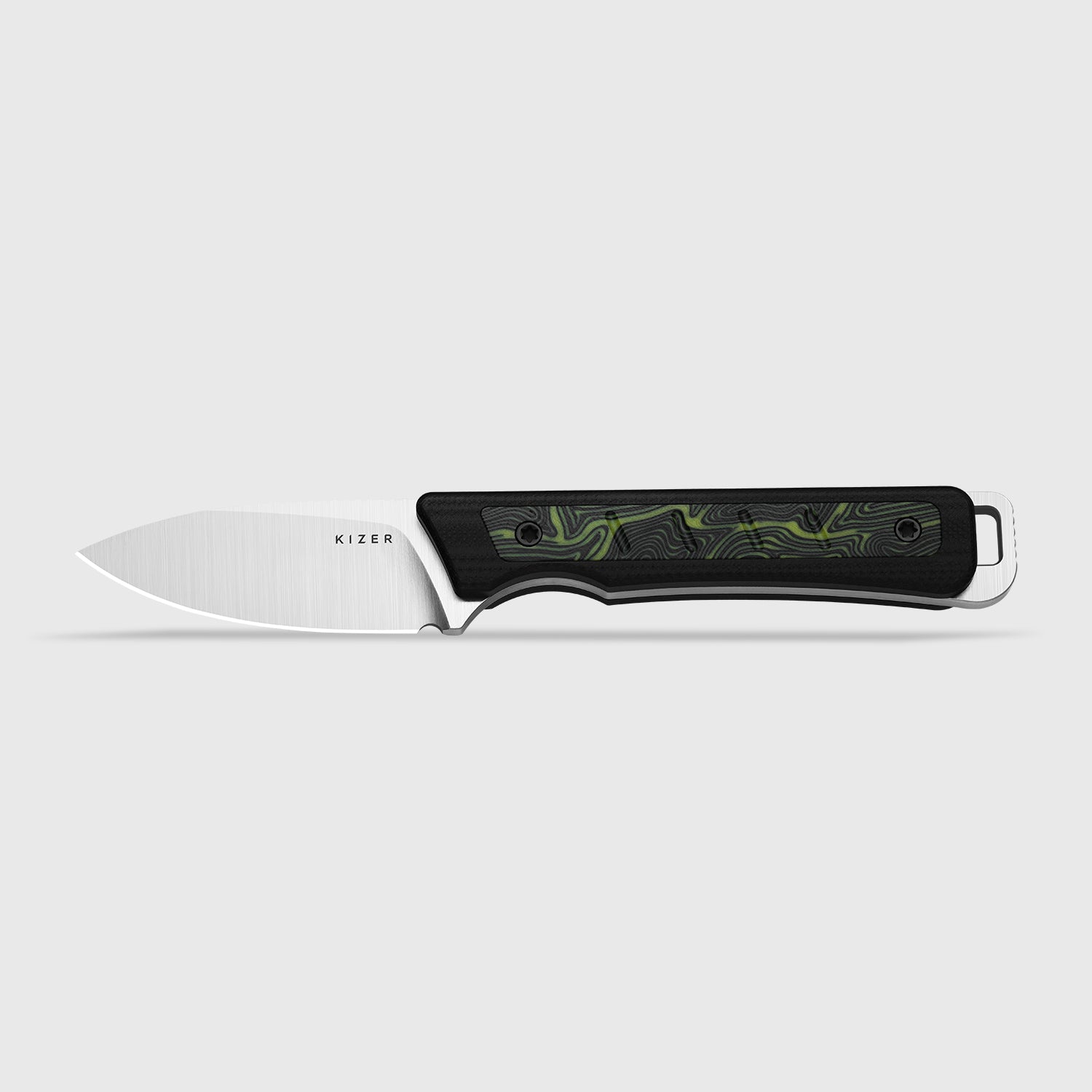 Whiskey Jack | AEB-L | G10 & Damascus G10 | Skeletonized Tang | KizerV™ 1108A3