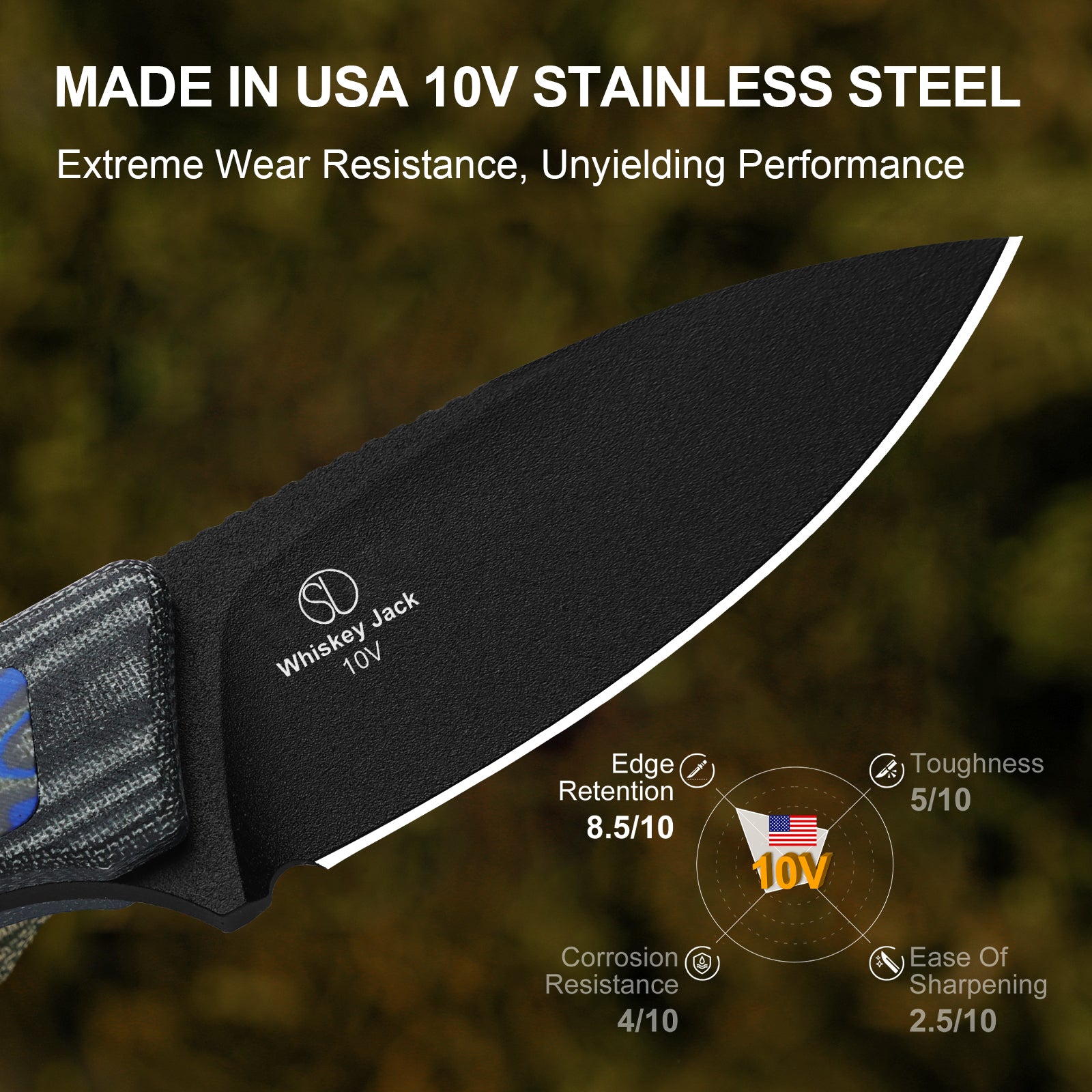 Whiskey Jack | 10V | Micarta With Vortex Pattern | Skeletonized Tang | KizerB™ 1108A1