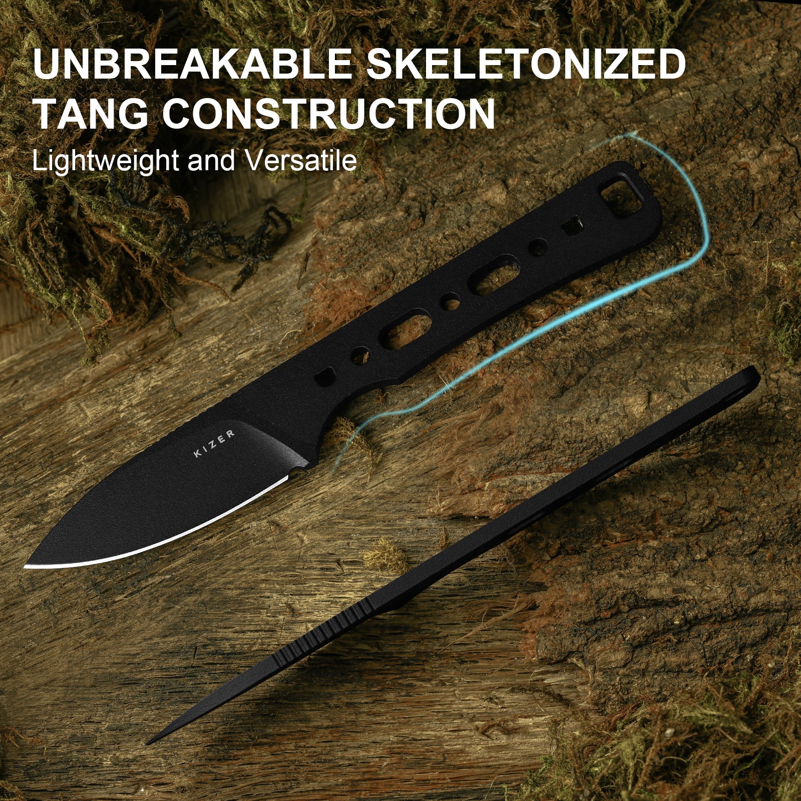 Whiskey Jack | 10V | Micarta With Vortex Pattern | Skeletonized Tang | KizerB™ 1108A1