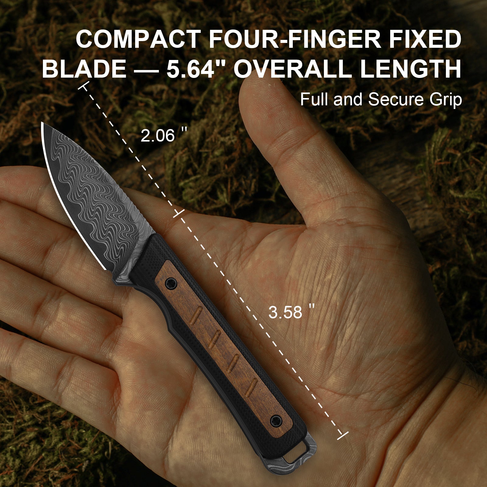 Whiskey Jack 2.06 Damascus G10 & Mkuruti Wood 1108A2-Kizer