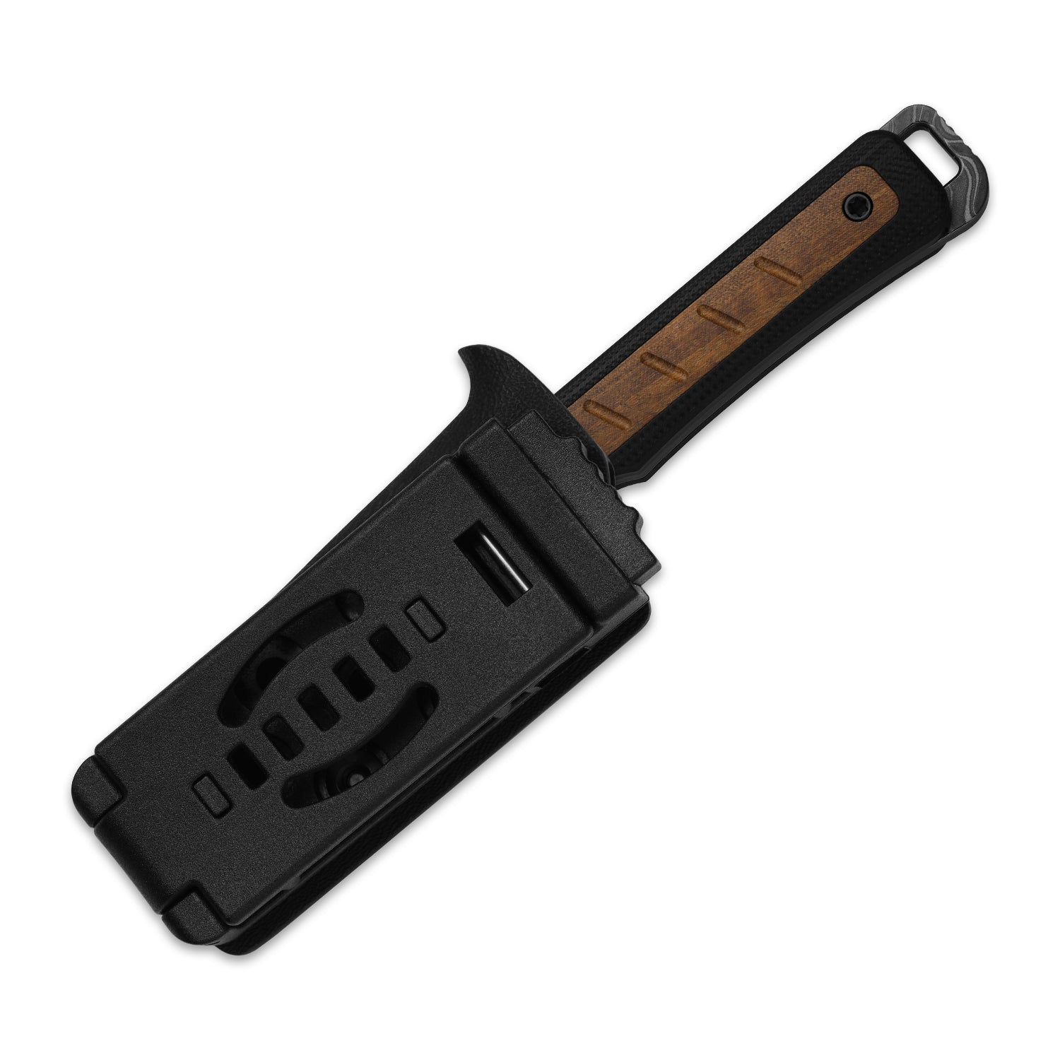 Whiskey Jack | Acid-washed Damascus | G10 & Mkuruti Wood | Skeletonized Tang | KizerV™ 1108A2