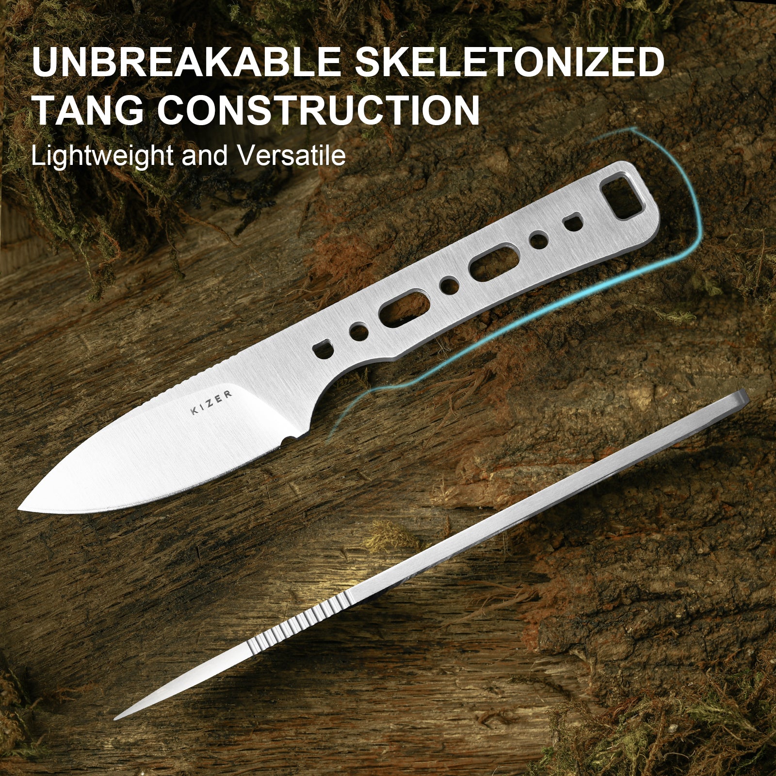 Whiskey Jack | AEB-L | G10 & Damascus G10 | Skeletonized Tang | KizerV™ 1108A3